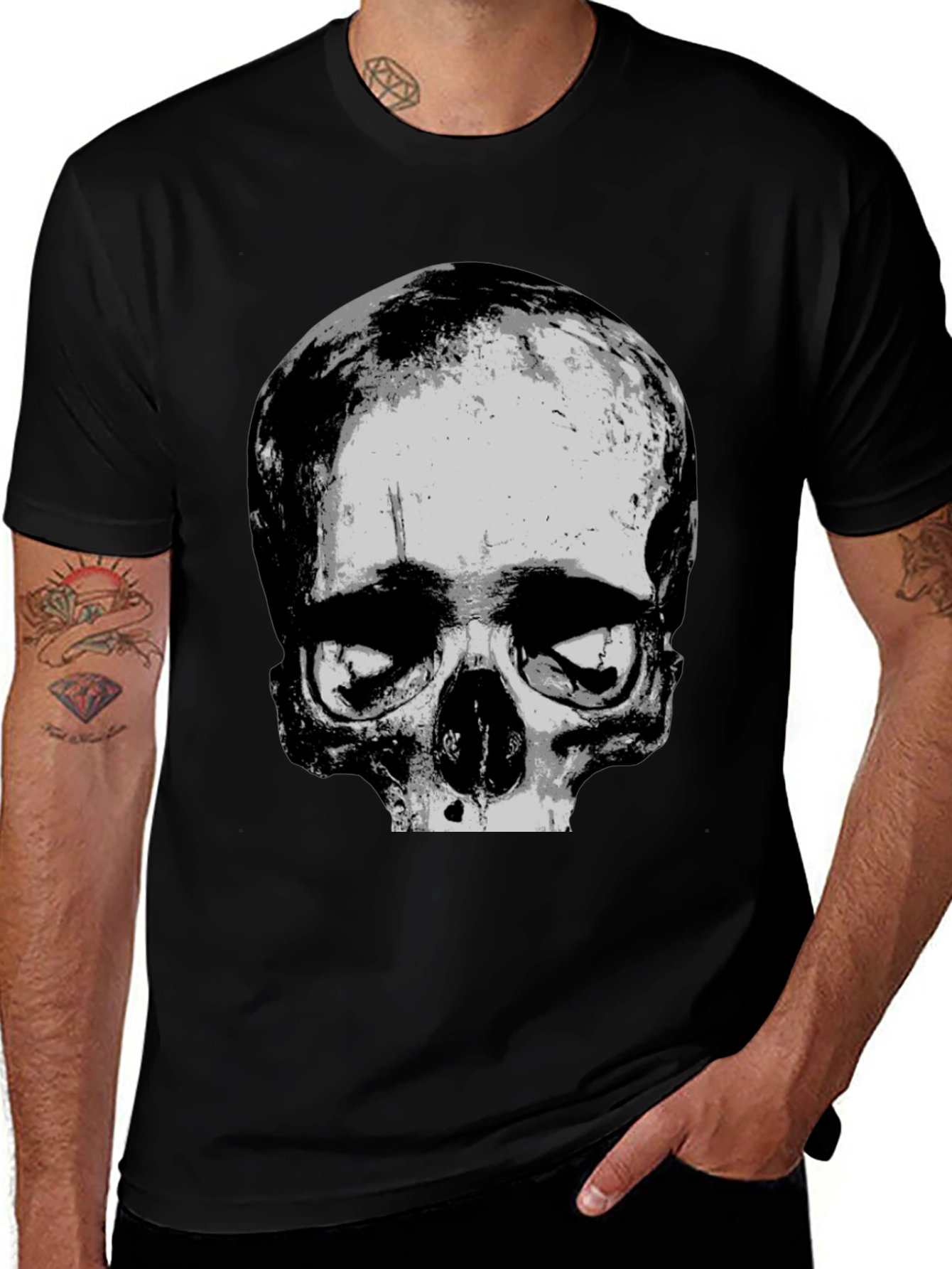 Variant 5 of Skull Graphic Print Black T-Shirt