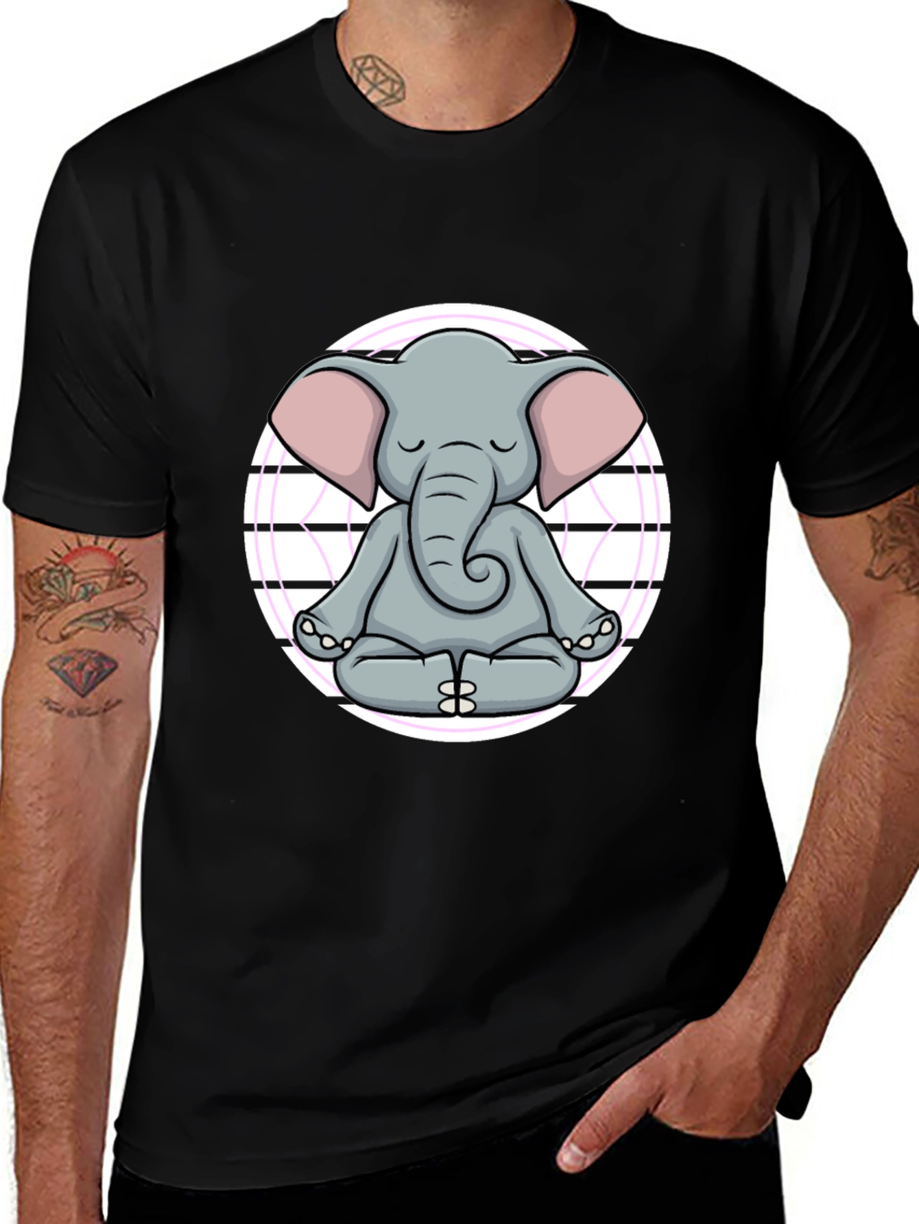 Variant 15 of Zen Elephant T-Shirt - Meditating Cartoon Graphic Tee