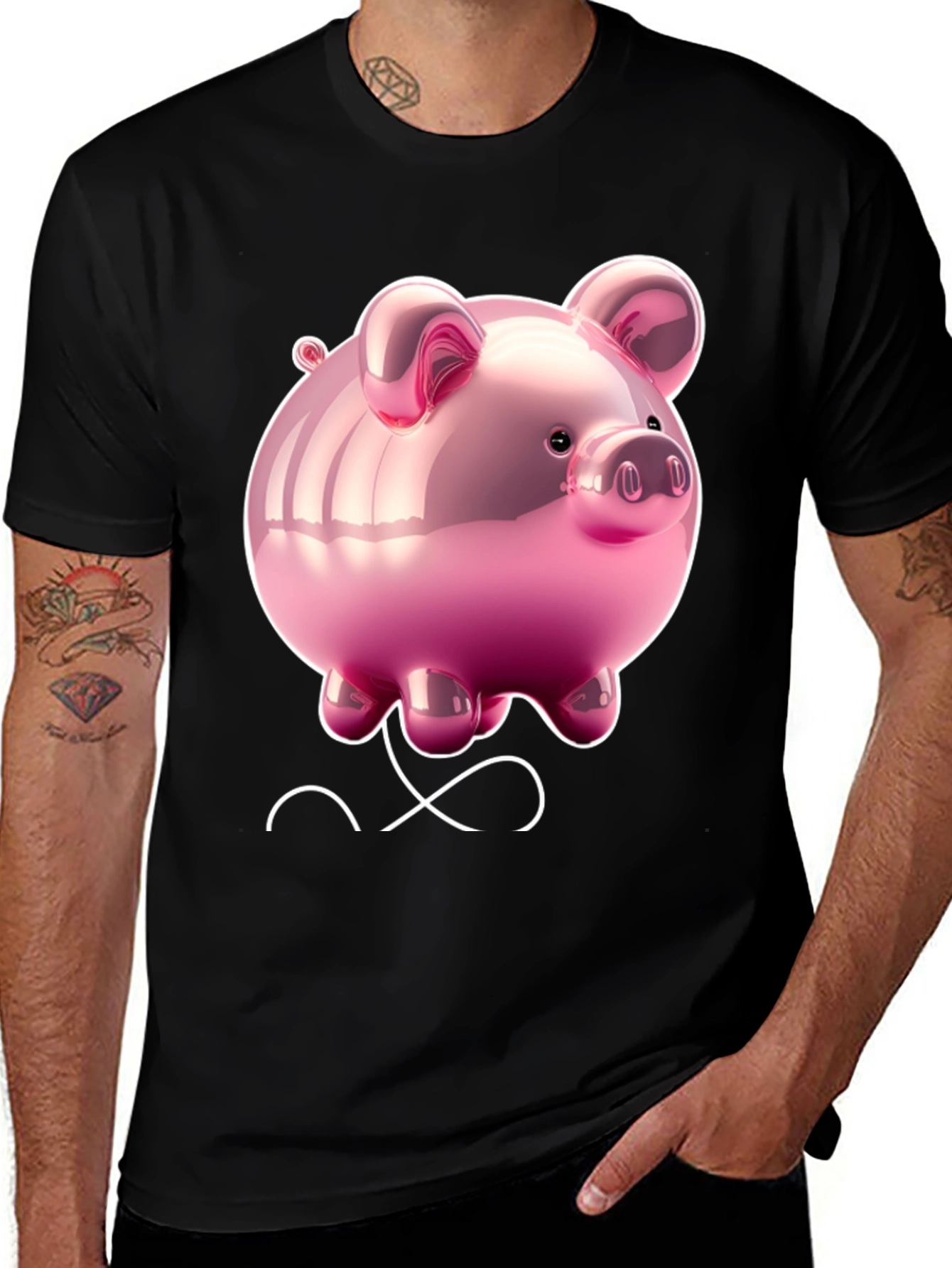Variant 19 of Piggy Bank Graphic Tee - Fun & Stylish Men's T-Shirt
