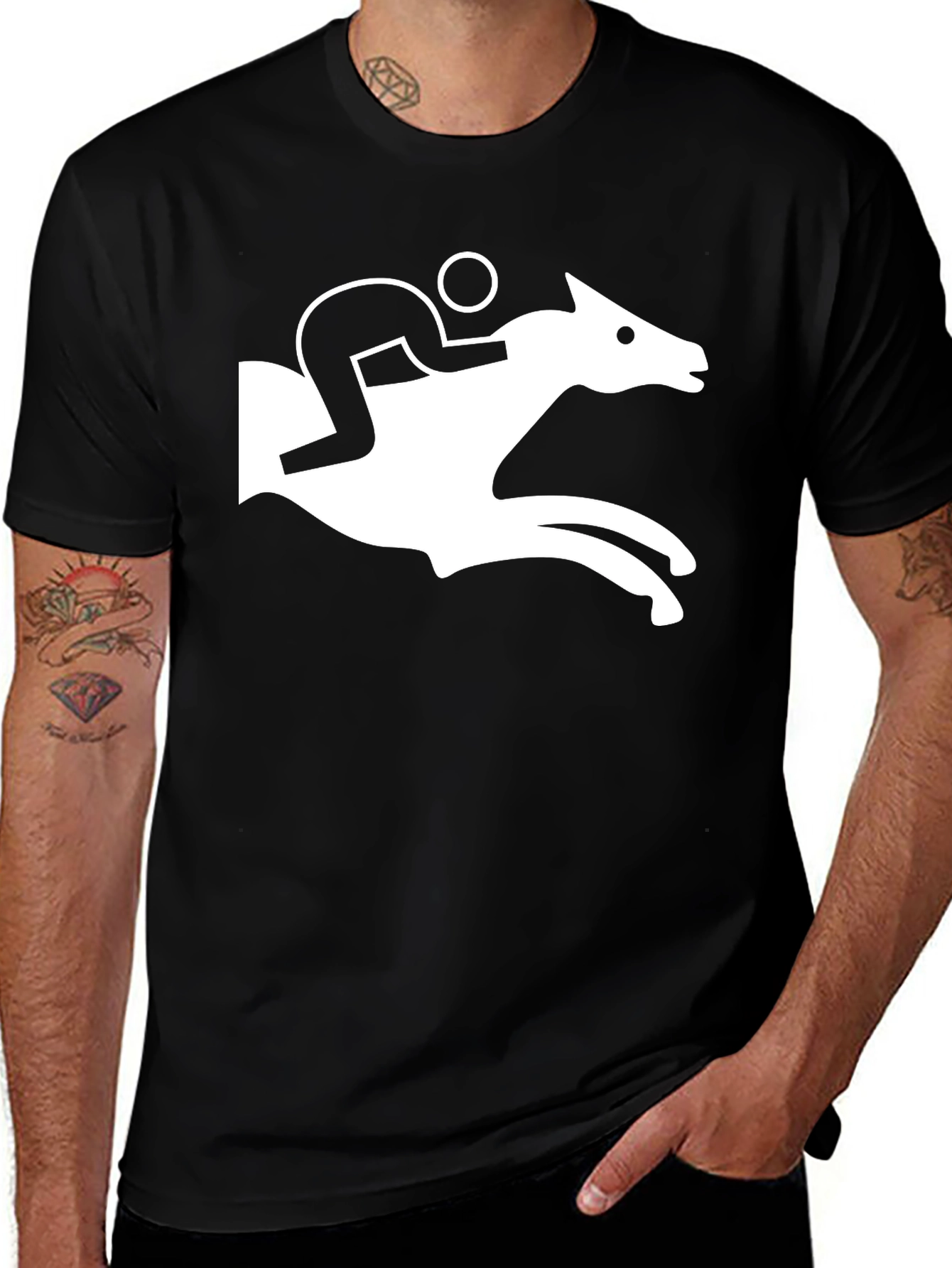 Variant 14 of Horse Racing T-Shirt - Black Cotton Tee