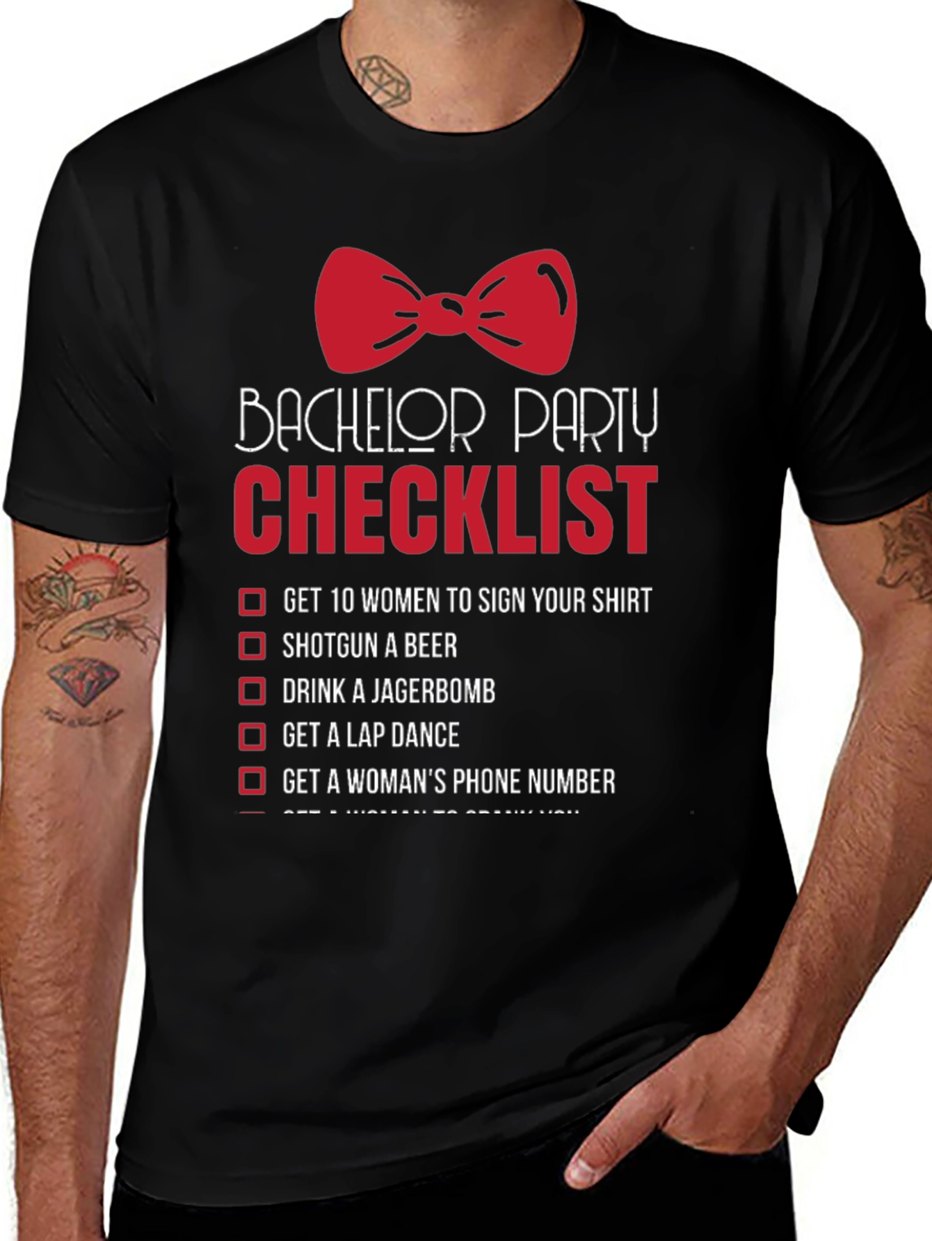 Variant 23 of Bachelor Party Checklist T-Shirt