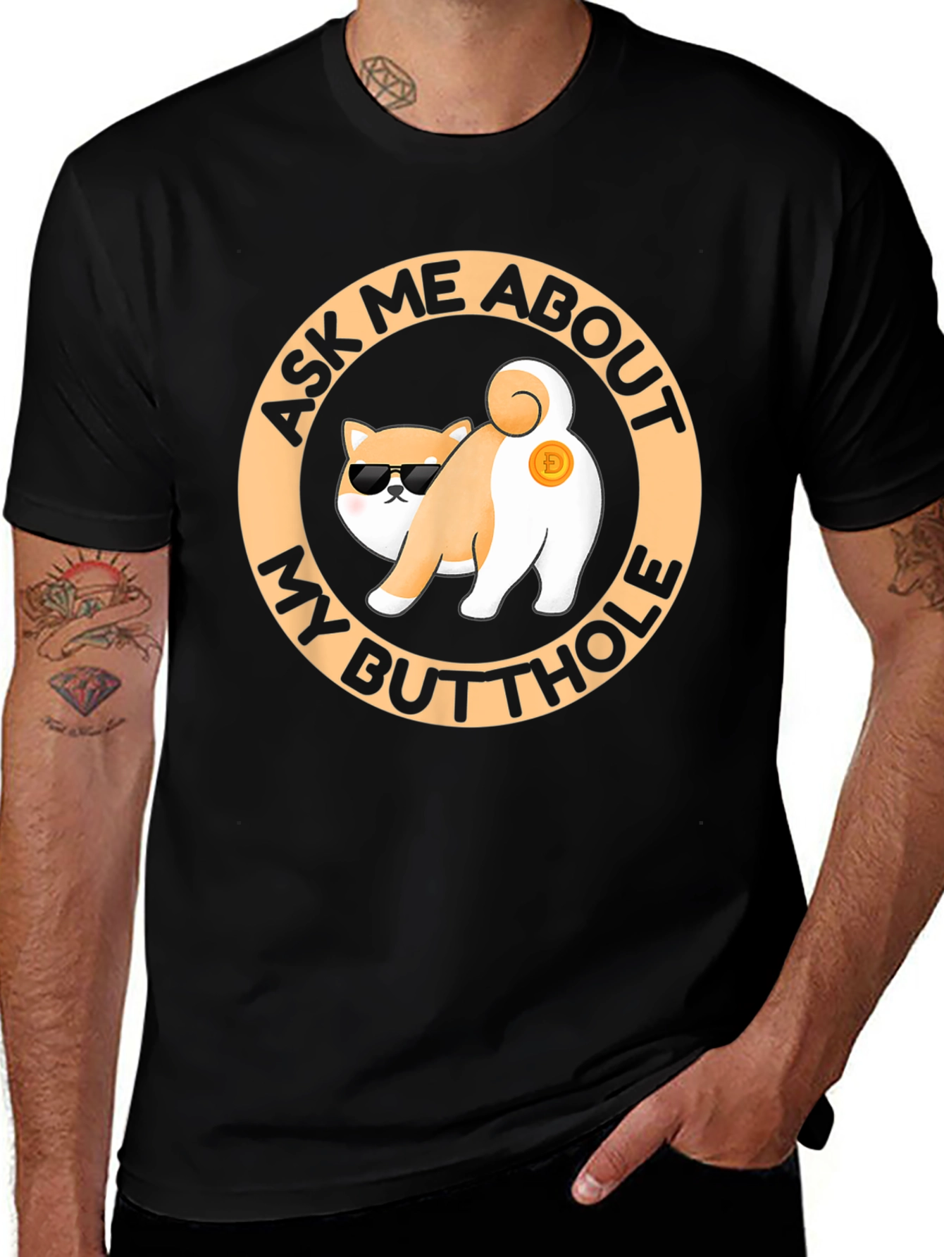 Variant 22 of Funny Doge Crypto Butt T-Shirt