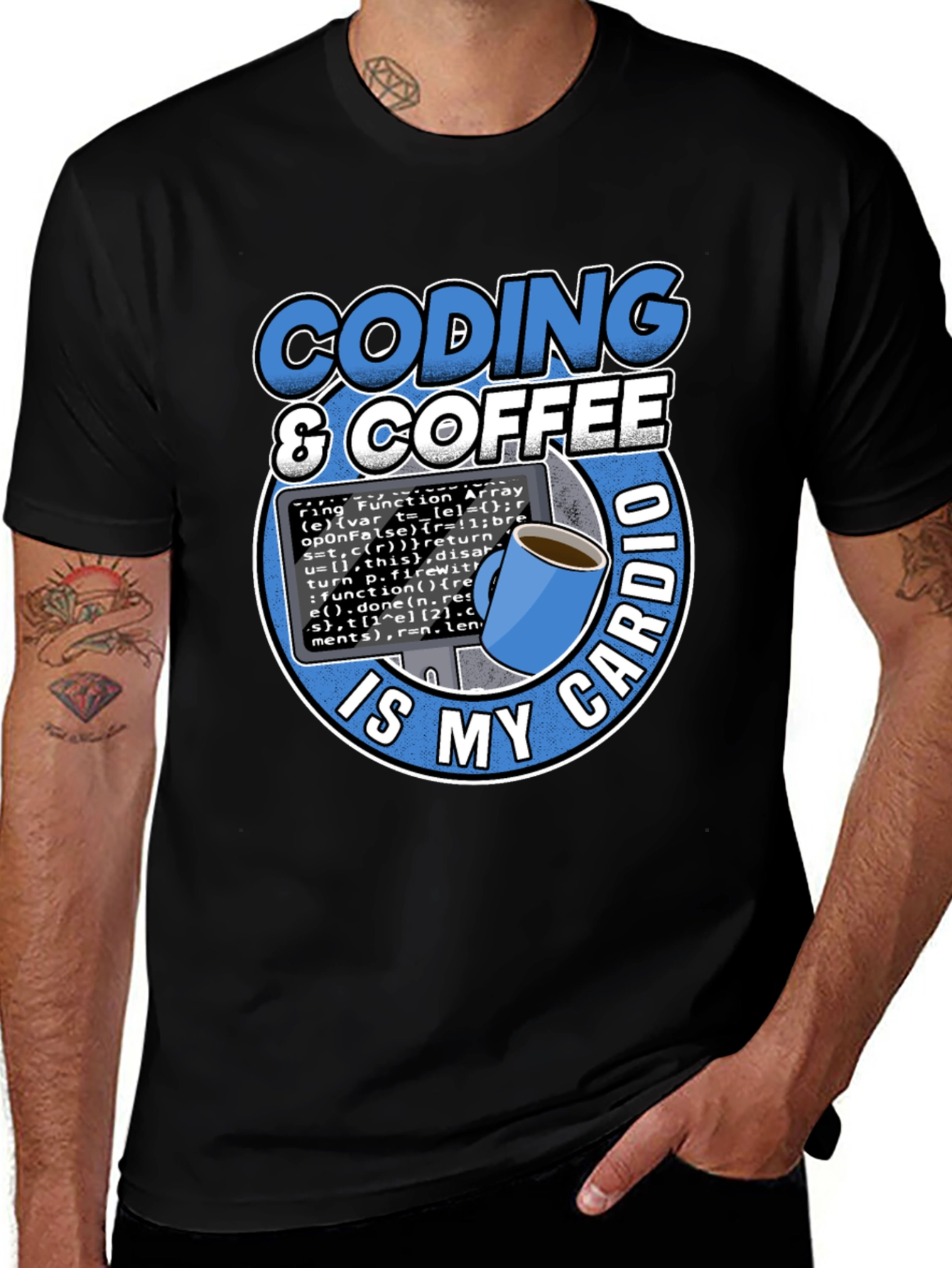 Variant 9 of Coding & Coffee T-Shirt - Programmer's Cardio Tee