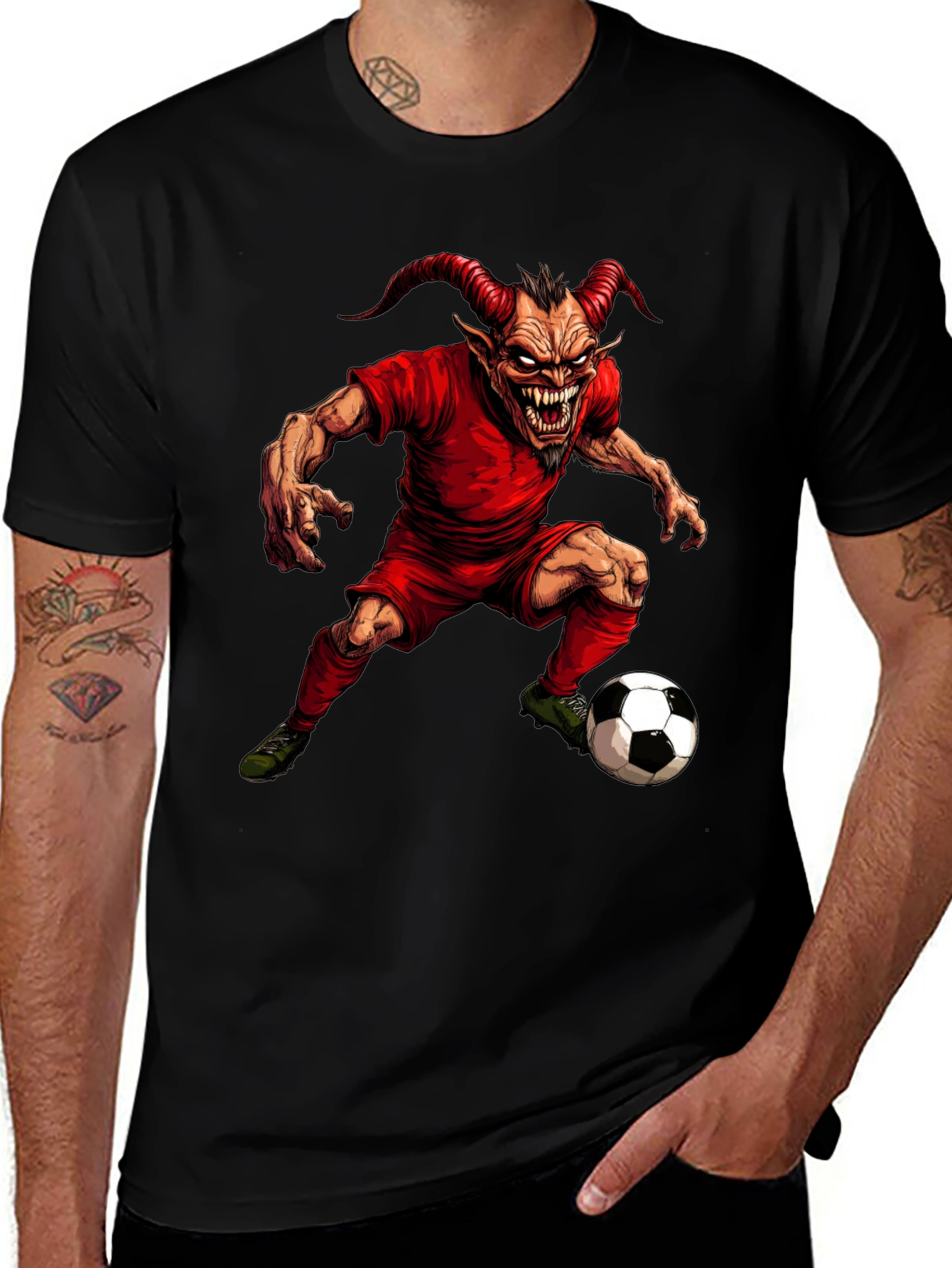 Variant 21 of Devil Soccer Player Graphic T-Shirt