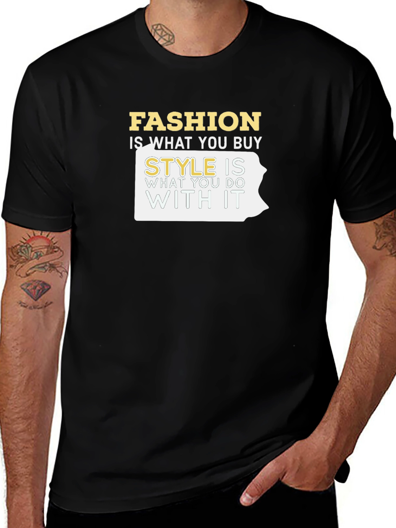 Variant 18 of Fashion vs Style Graphic Print Men's Black T-Shirt