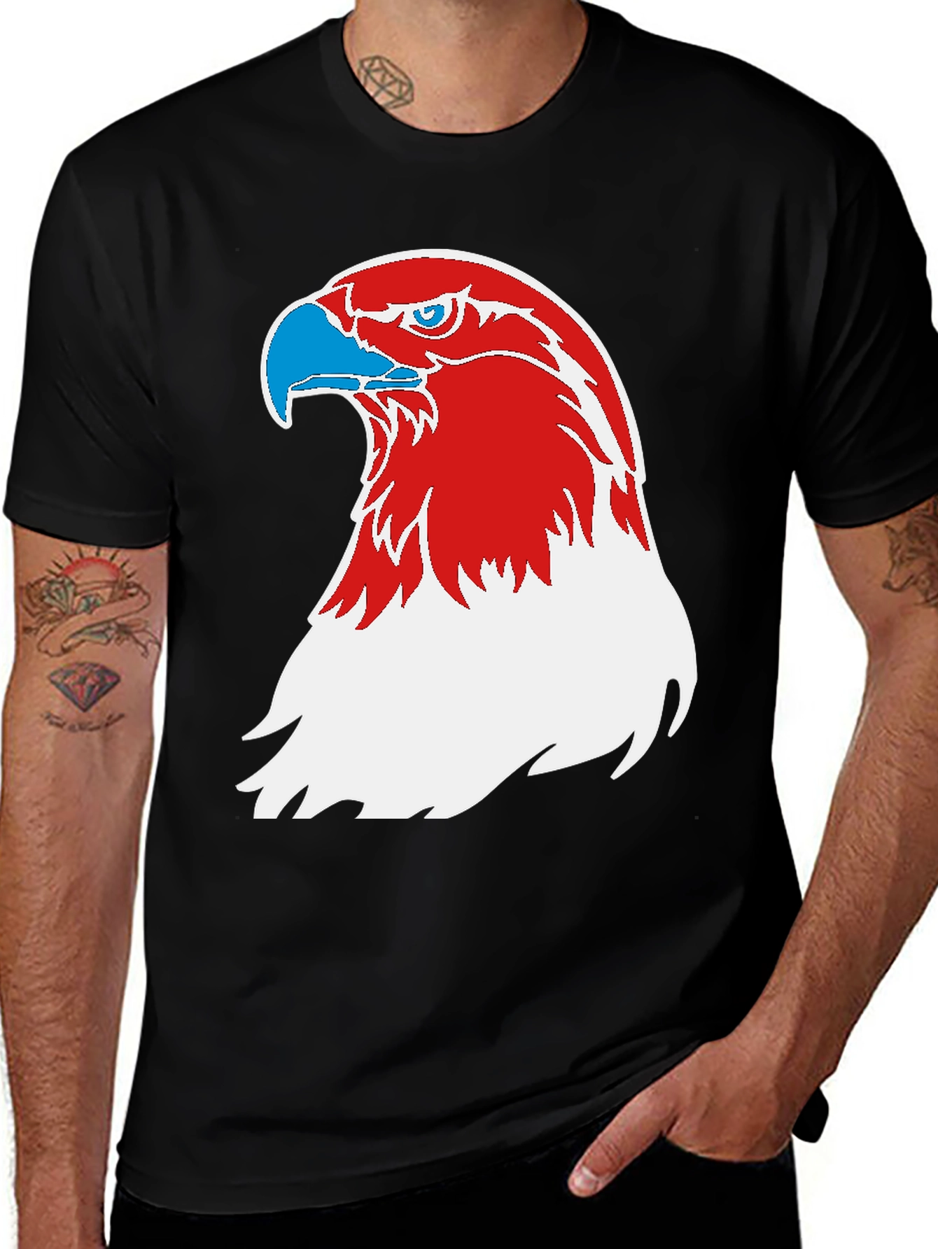 Variant 12 of Eagle Head Graphic Black Tee Shirt