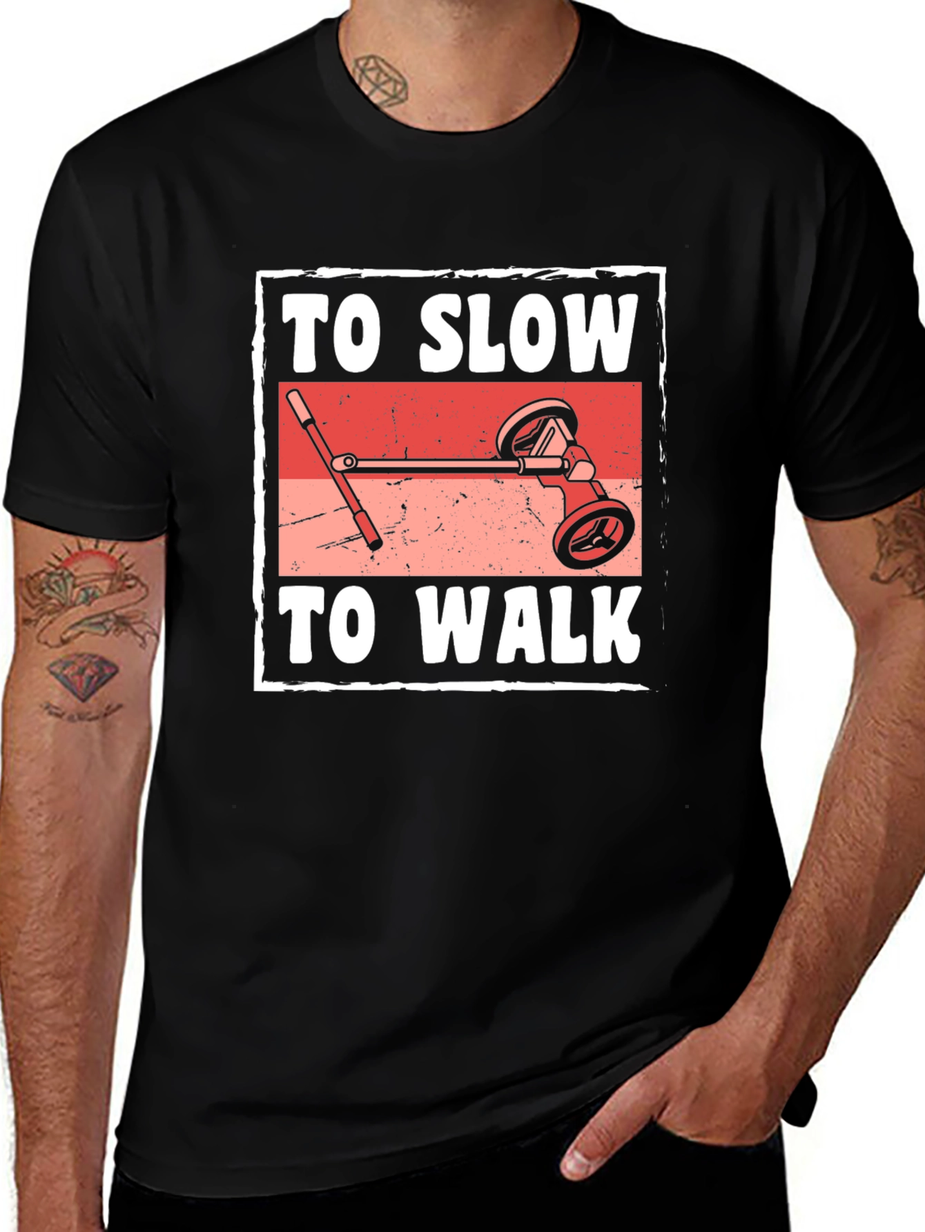 Variant 10 of Funny "To Slow To Walk" Scooter T-Shirt