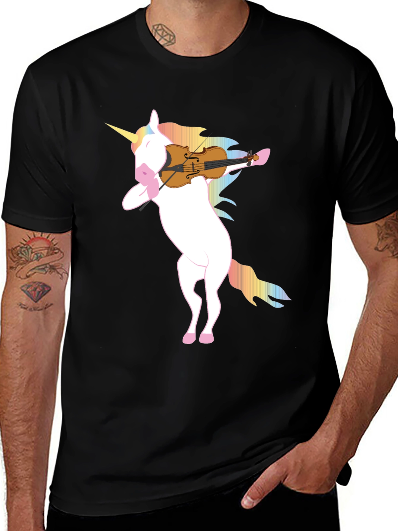 Variant 9 of Unicorn Violinist Men's Black T-Shirt 