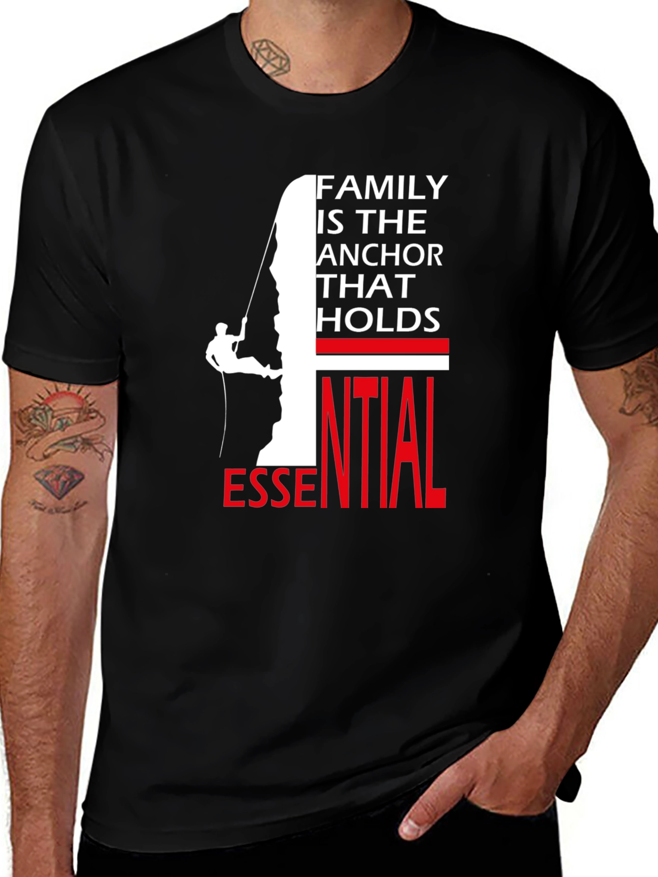 Variant 5 of Family Anchor Essential T-Shirt - Rock Climbing Design