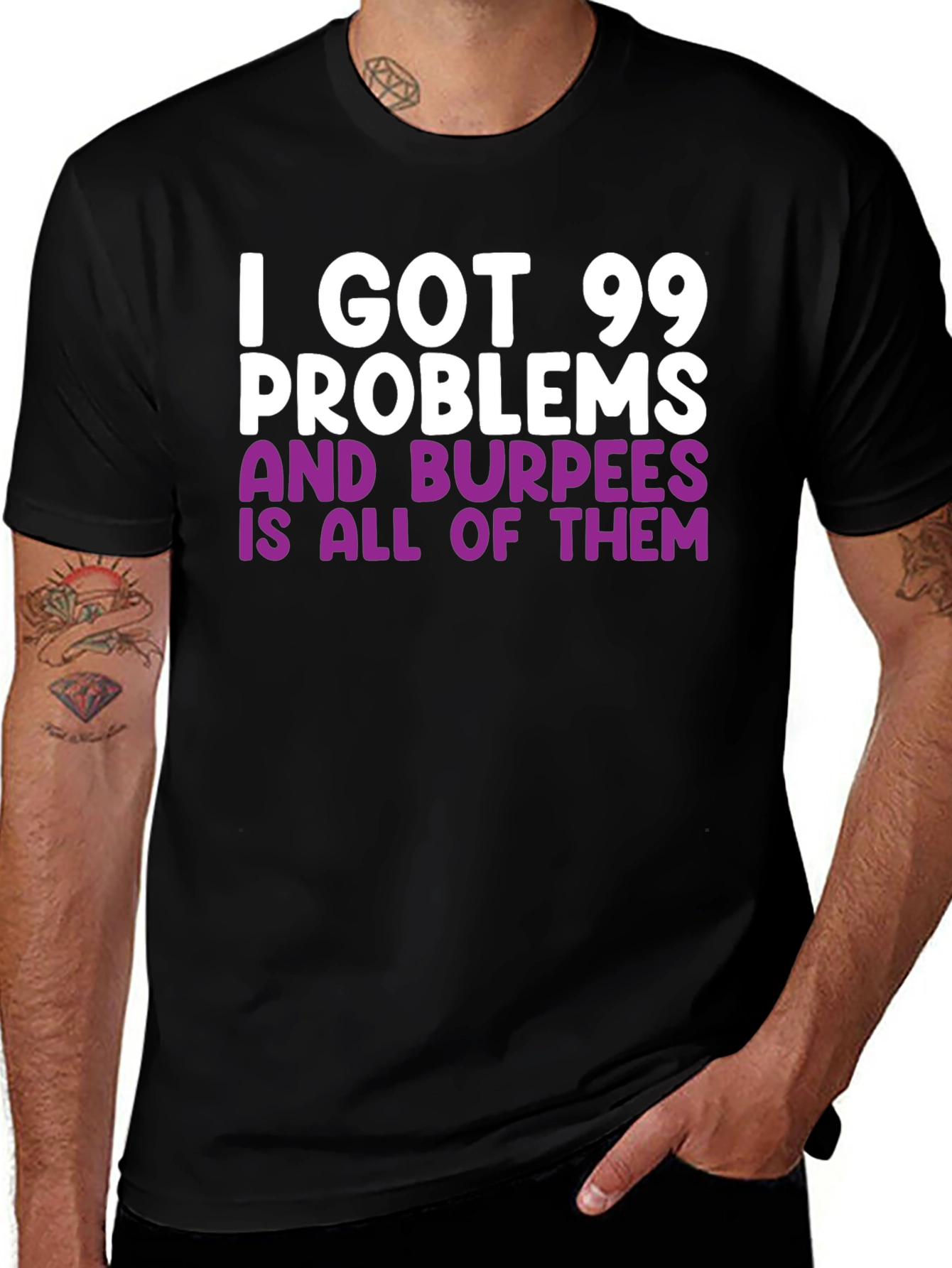 Variant 19 of 99 Problems & Burpees T-Shirt - Workout Gym Fitness Tee