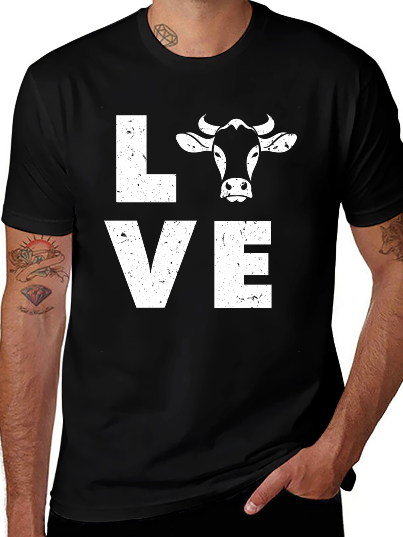 Variant 20 of Love Cows Graphic Tee - Black Cotton Blend