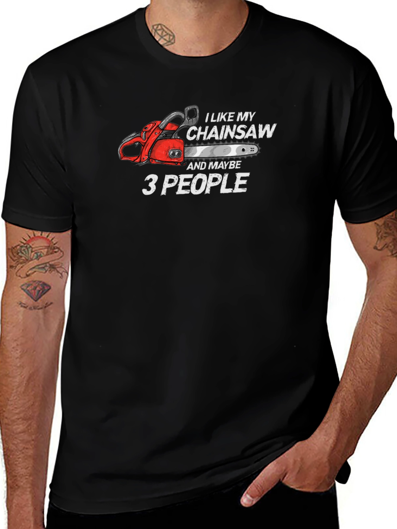 Variant 13 of Chainsaw Graphic T-Shirt - Humorous Design