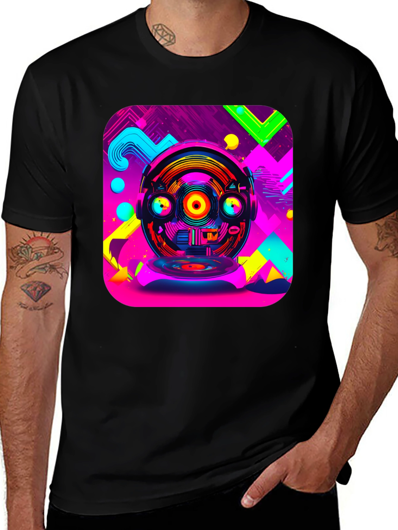 Variant 26 of Retro Robot Rave T-Shirt - Bold Graphic Tee