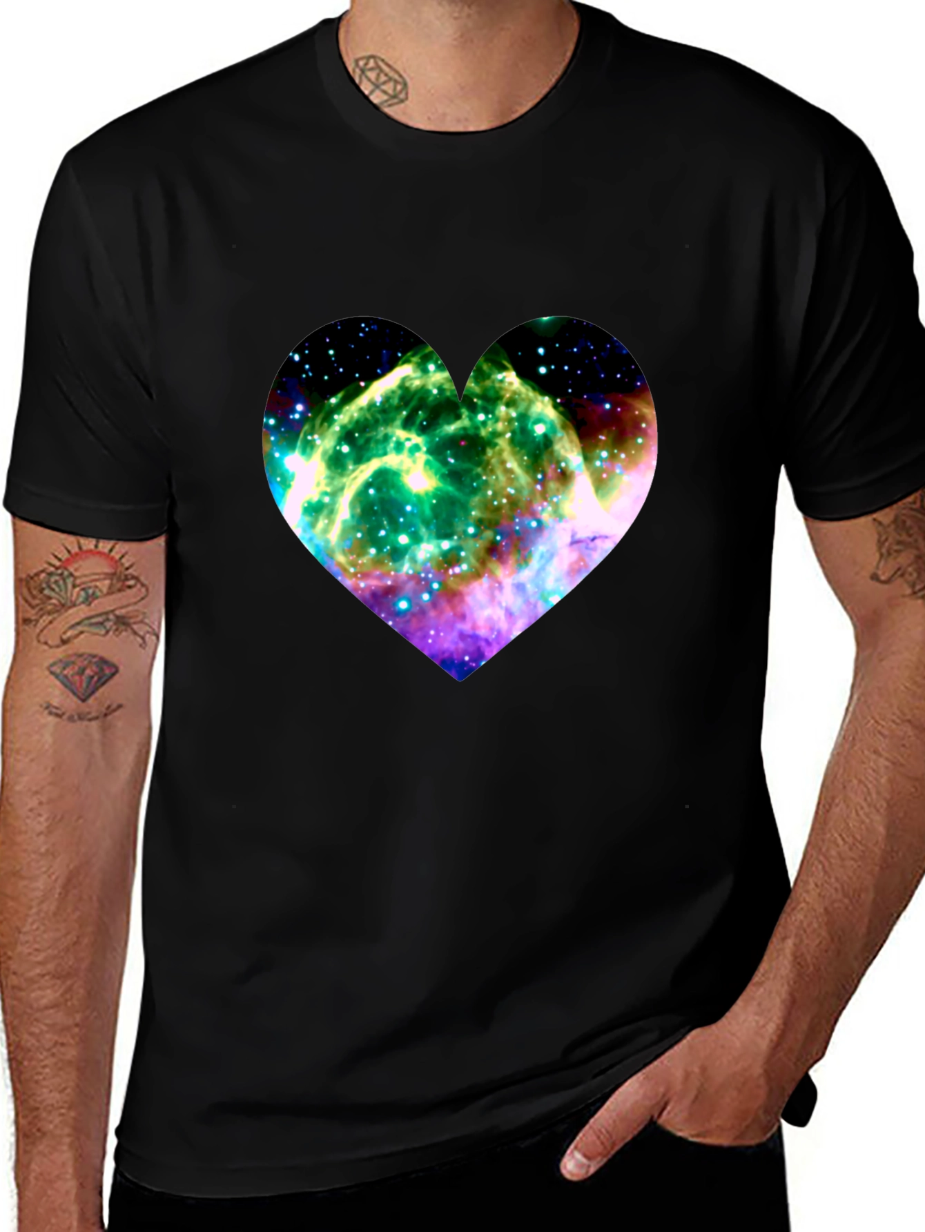 Variant 24 of Galaxy Heart Graphic Black T-Shirt