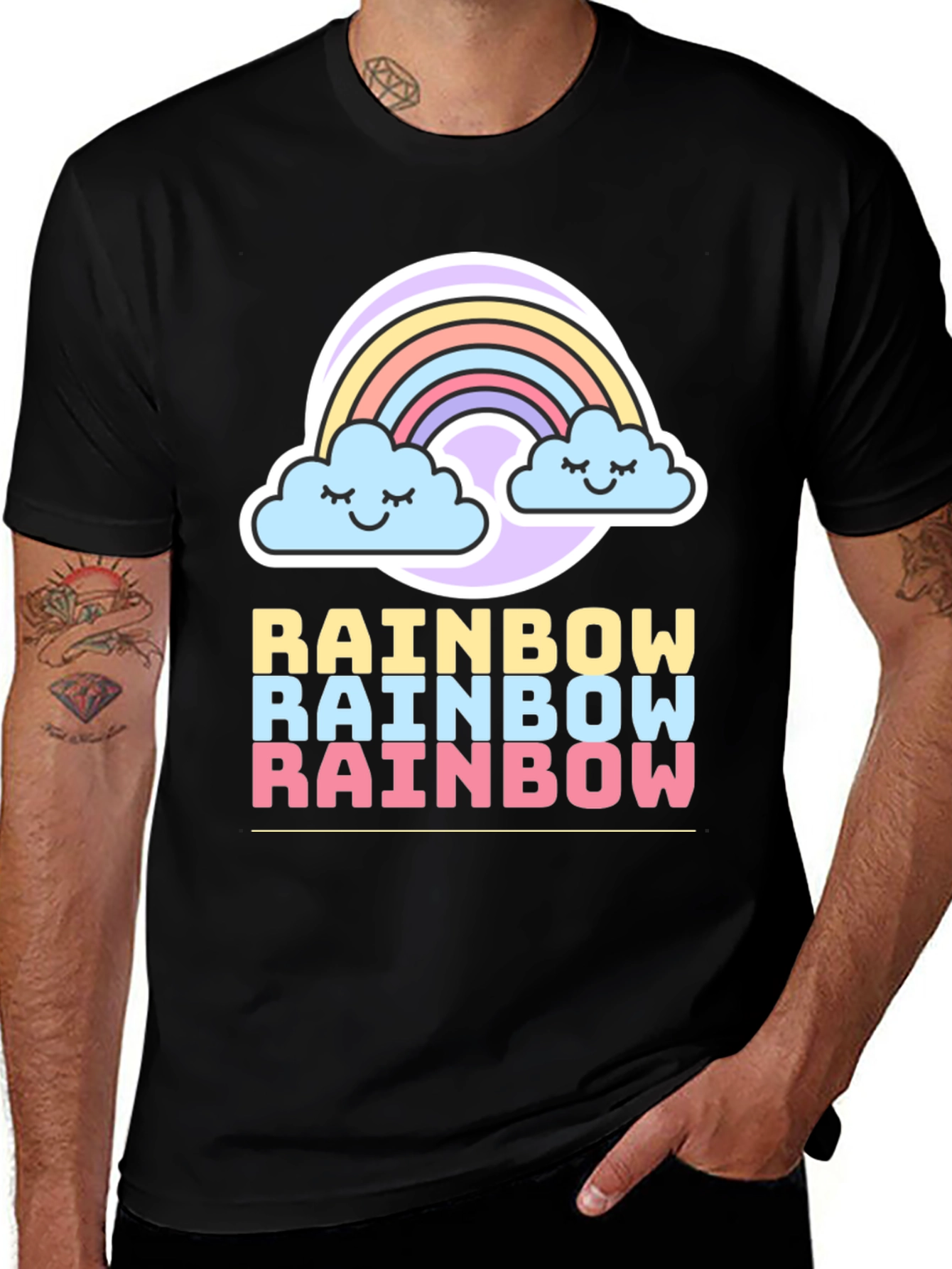 Variant 11 of Rainbow Graphic Tee - Cute Cloud Design