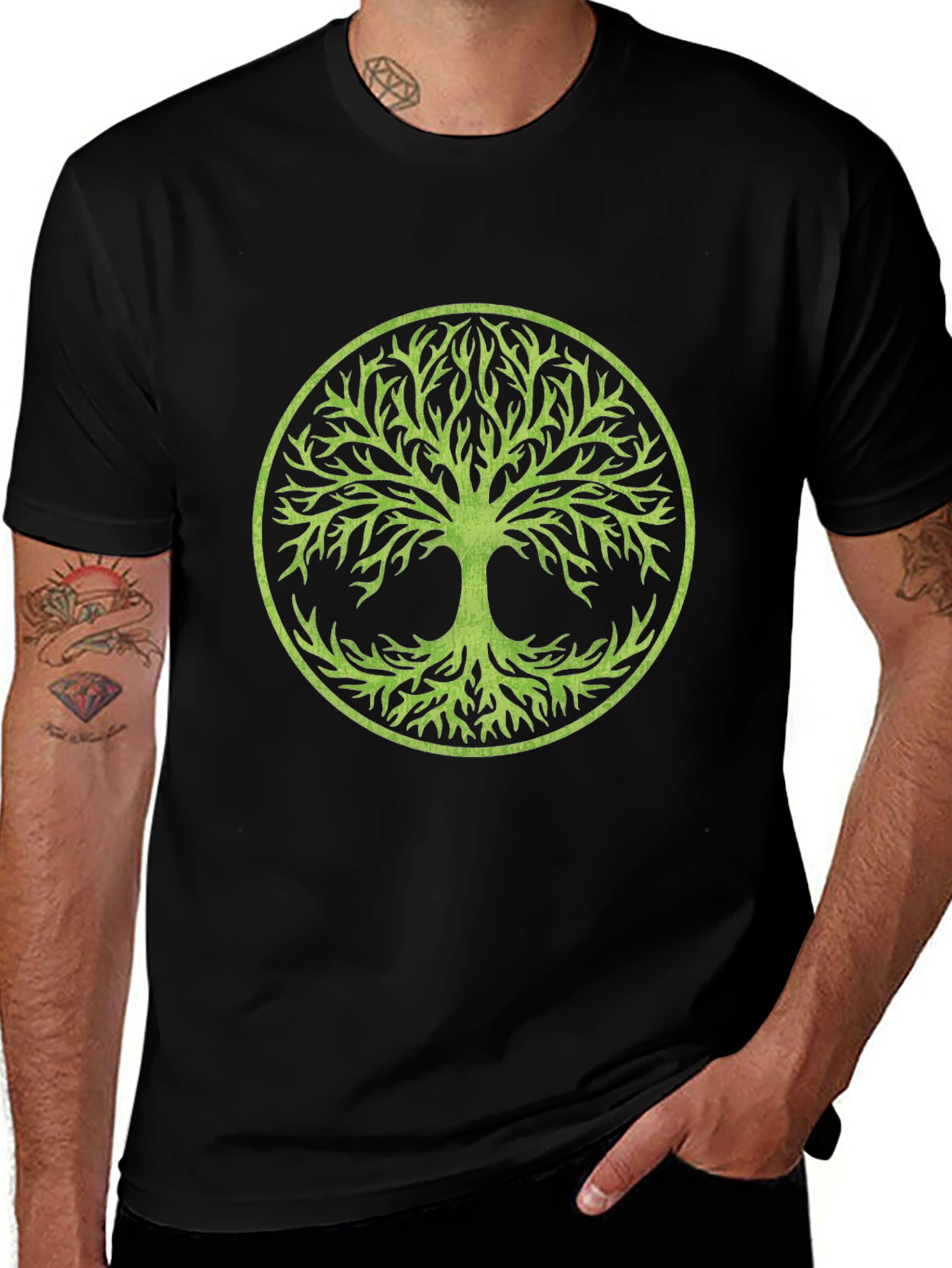 Variant 13 of Tree of Life Graphic Tee - Black Cotton T-Shirt