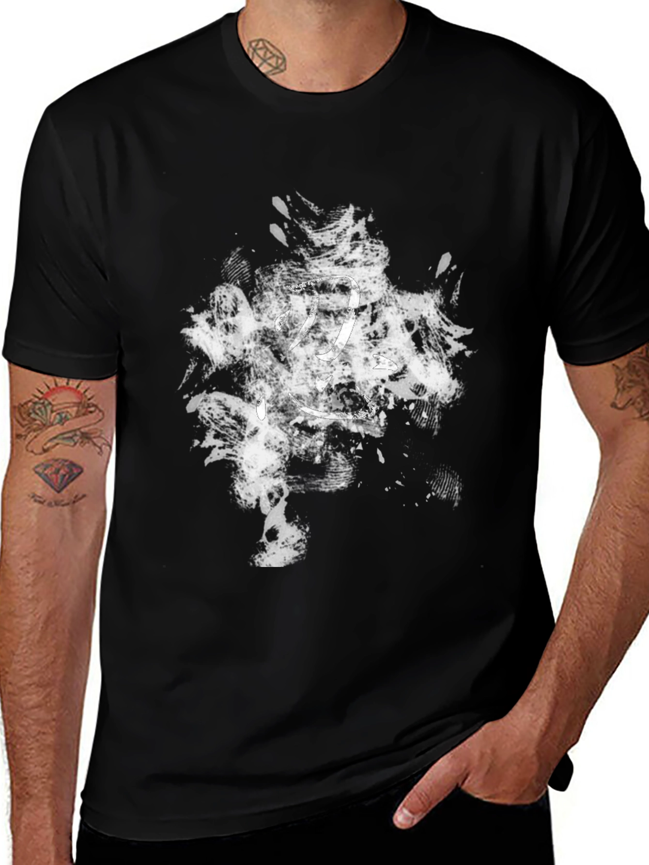 Variant 4 of Abstract Ink Splatter Graphic Black T-Shirt