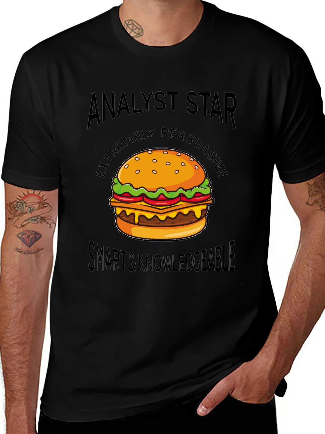 Variant 16 of Analyst Star Burger T-Shirt - Smart & Knowledgeable