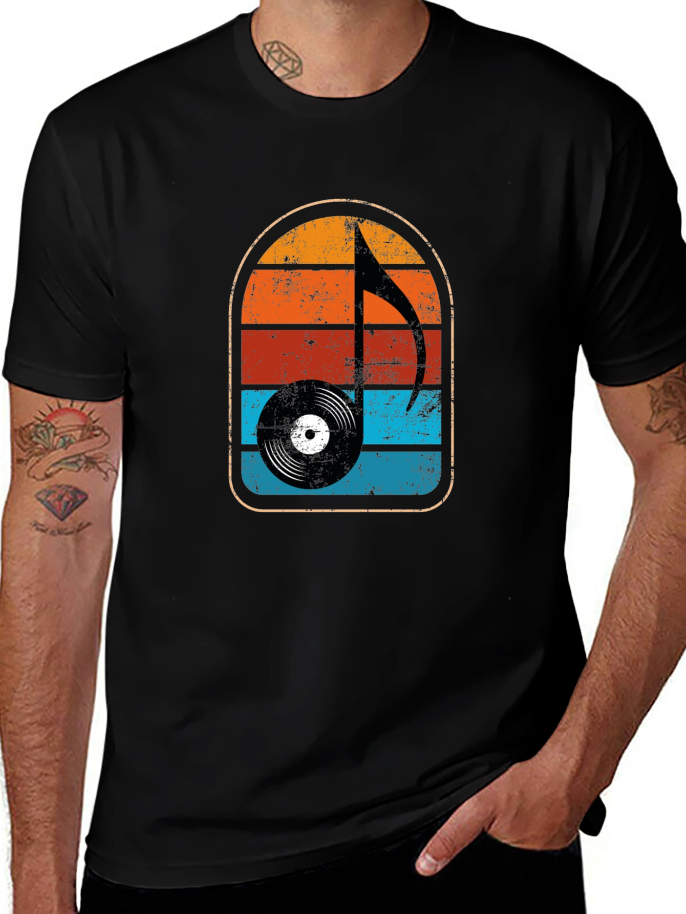 Retro Vinyl Record Music Note T-Shirt
