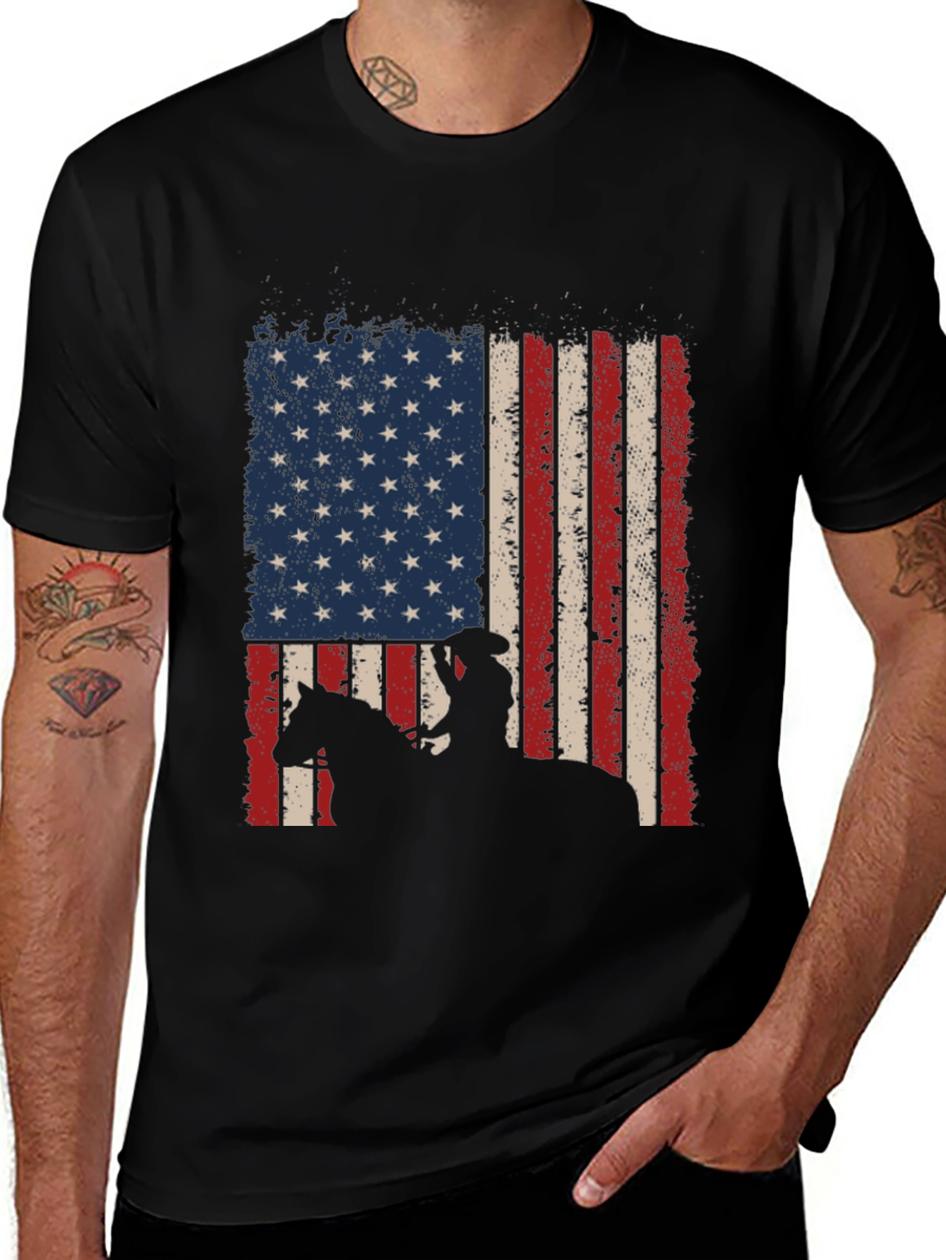 Variant 20 of American Flag Cowboy Graphic T-Shirt