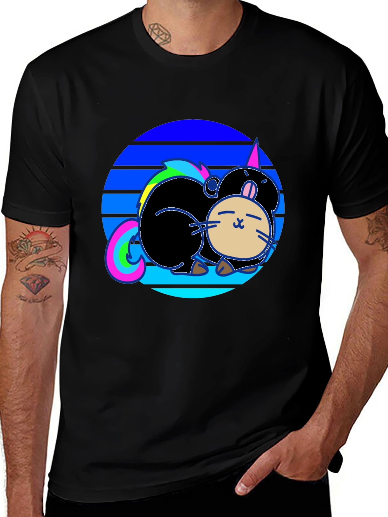 Variant 24 of Unicorn Cat Graphic Tee - Black Cotton T-Shirt