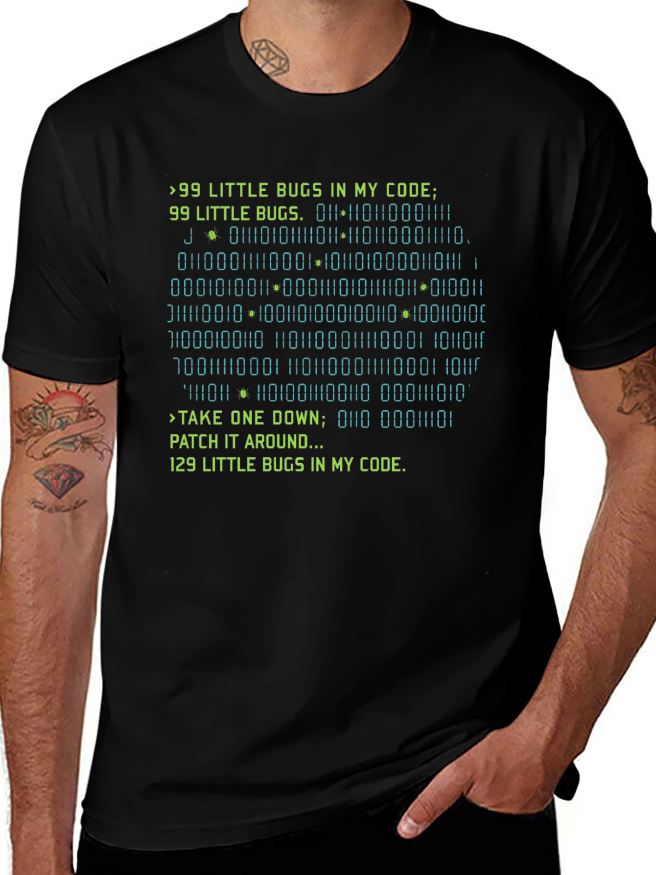 Variant 18 of Coding Humor T-Shirt - 99 Bugs