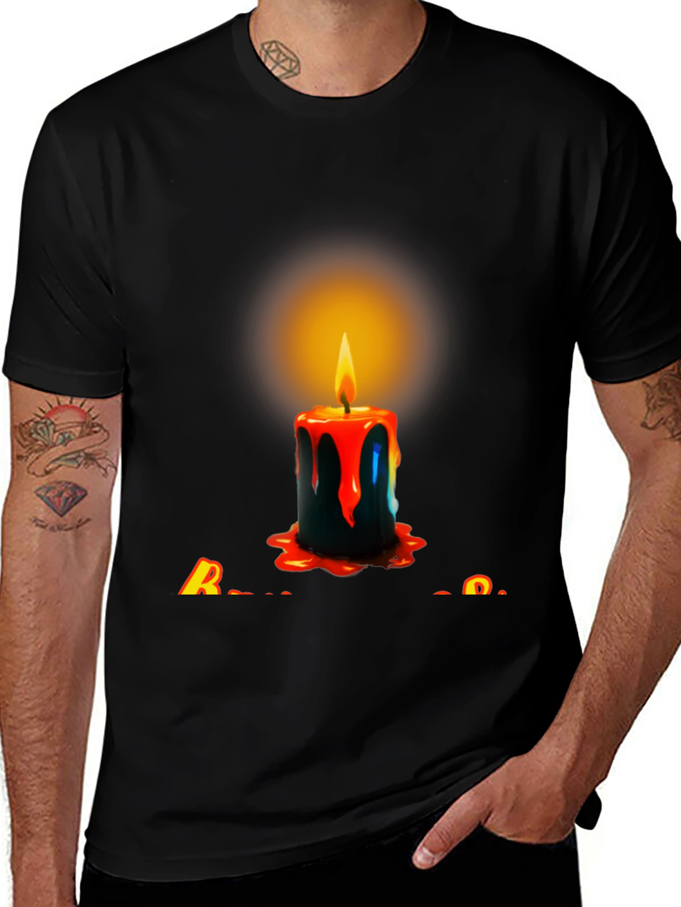 Candle Graphic Black T-Shirt