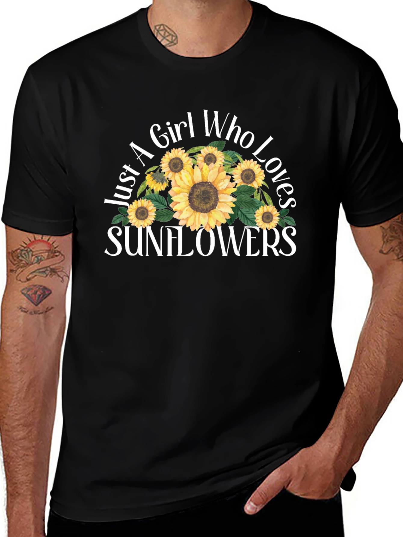 Sunflower Lover Graphic T-Shirt - Black Cotton Tee