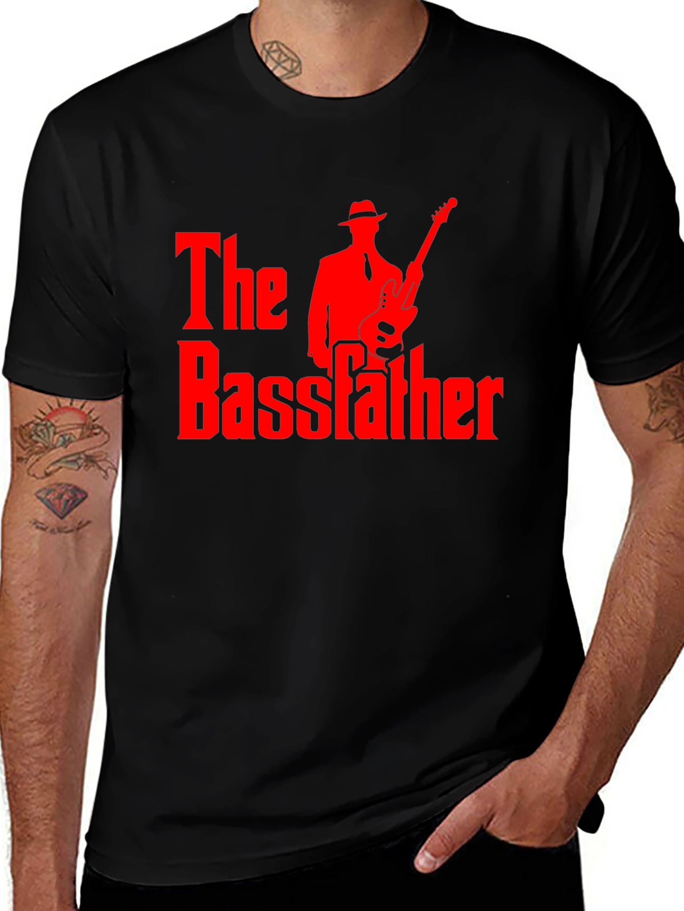 The Bassfather Black T-Shirt - Music Lover Graphic Tee