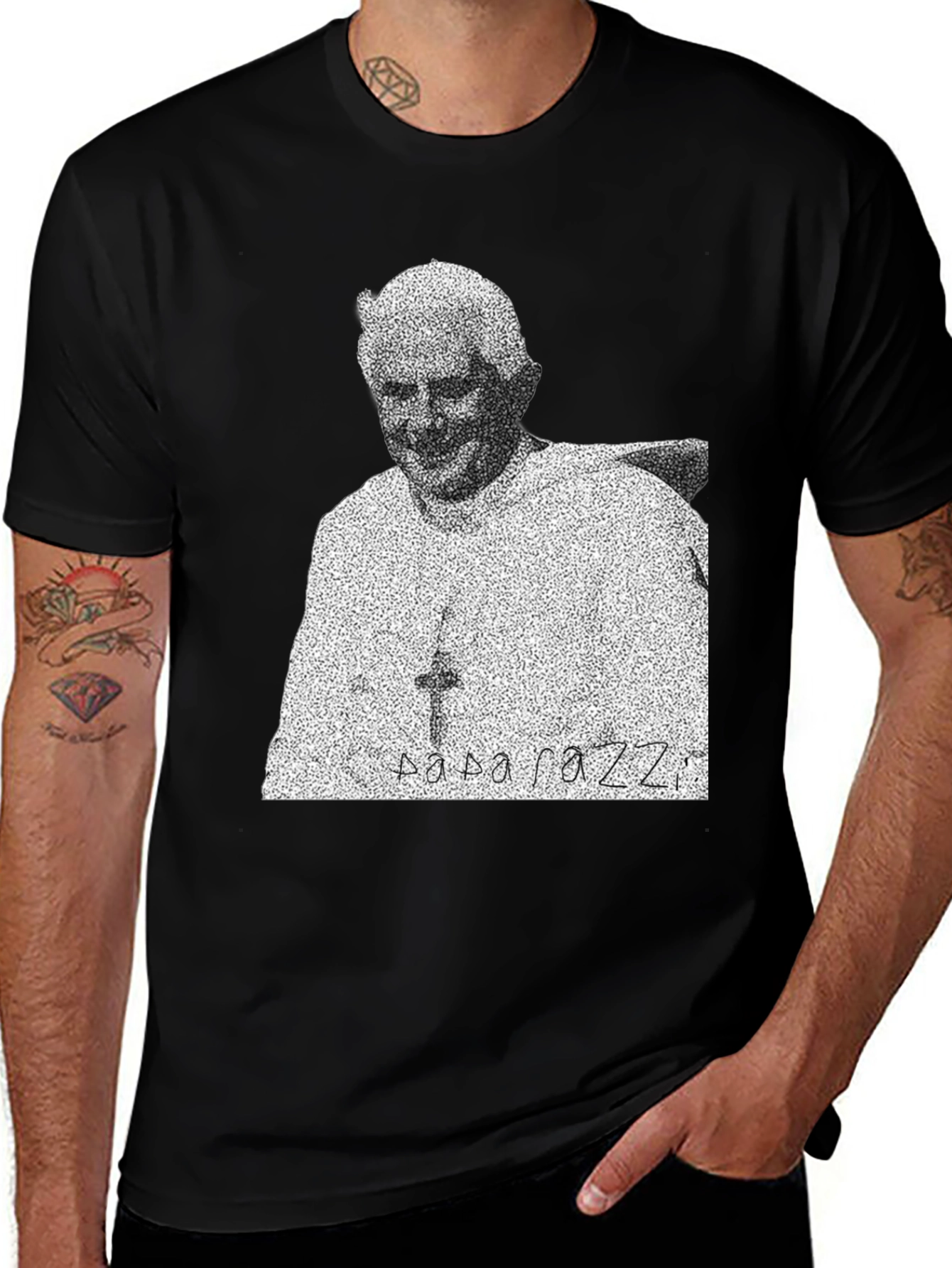 Variant 30 of Paparazzi Pope Graphic Tee - Novelty Black T-Shirt