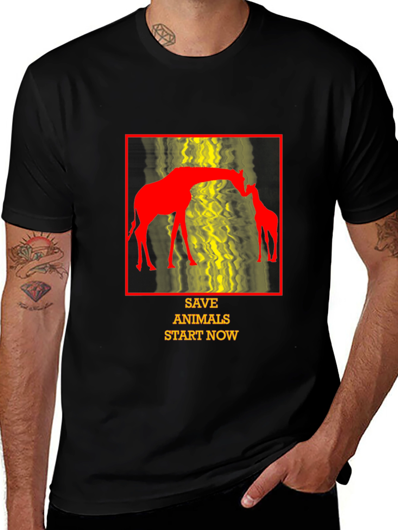 Variant 7 of Save Animals T-Shirt - Giraffe Design