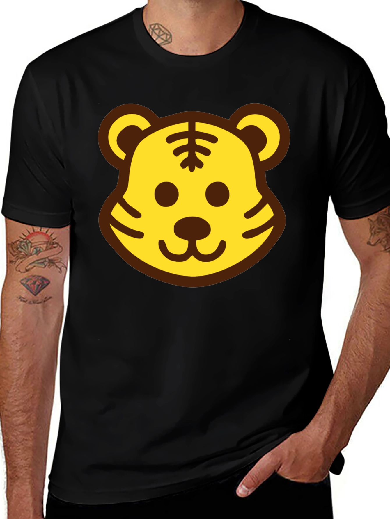 Variant 14 of Fun Tiger Face Black T-Shirt