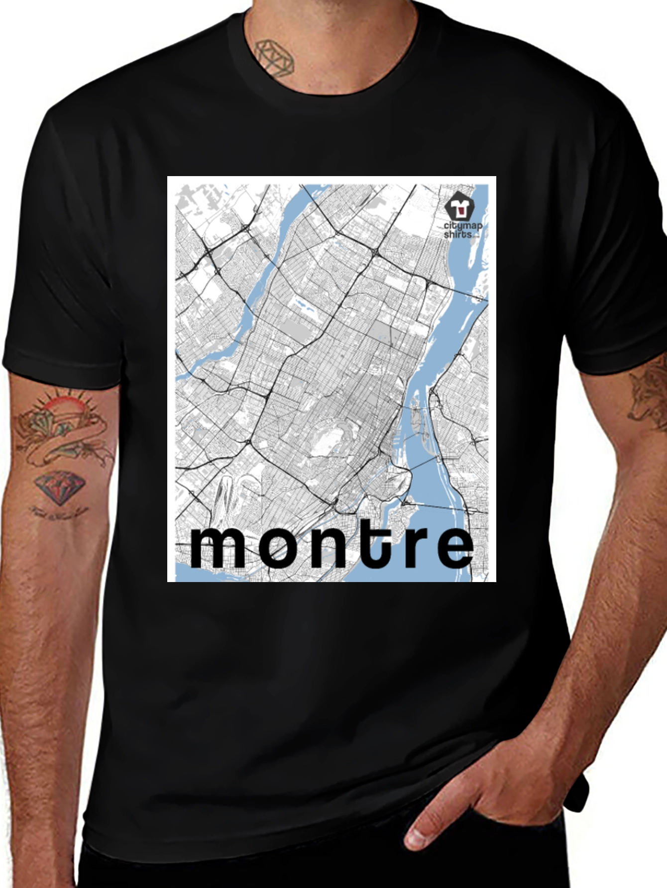 Variant 11 of Montreal City Map T-Shirt - Black
