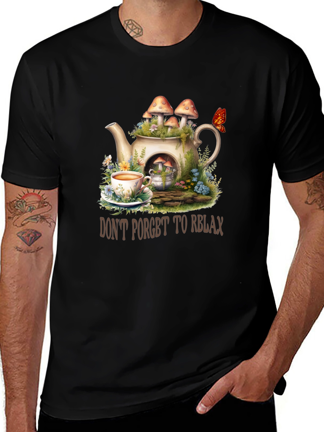 Variant 25 of Relaxing Tea Party T-Shirt - Mushroom Teapot Design