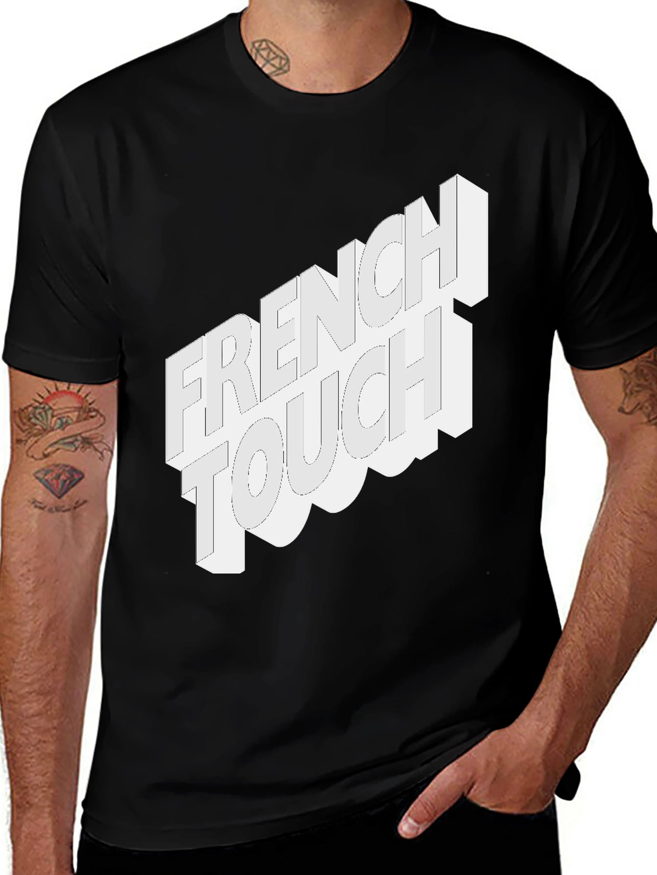Variant 25 of French Touch Black Graphic Tee - Modern Fashion