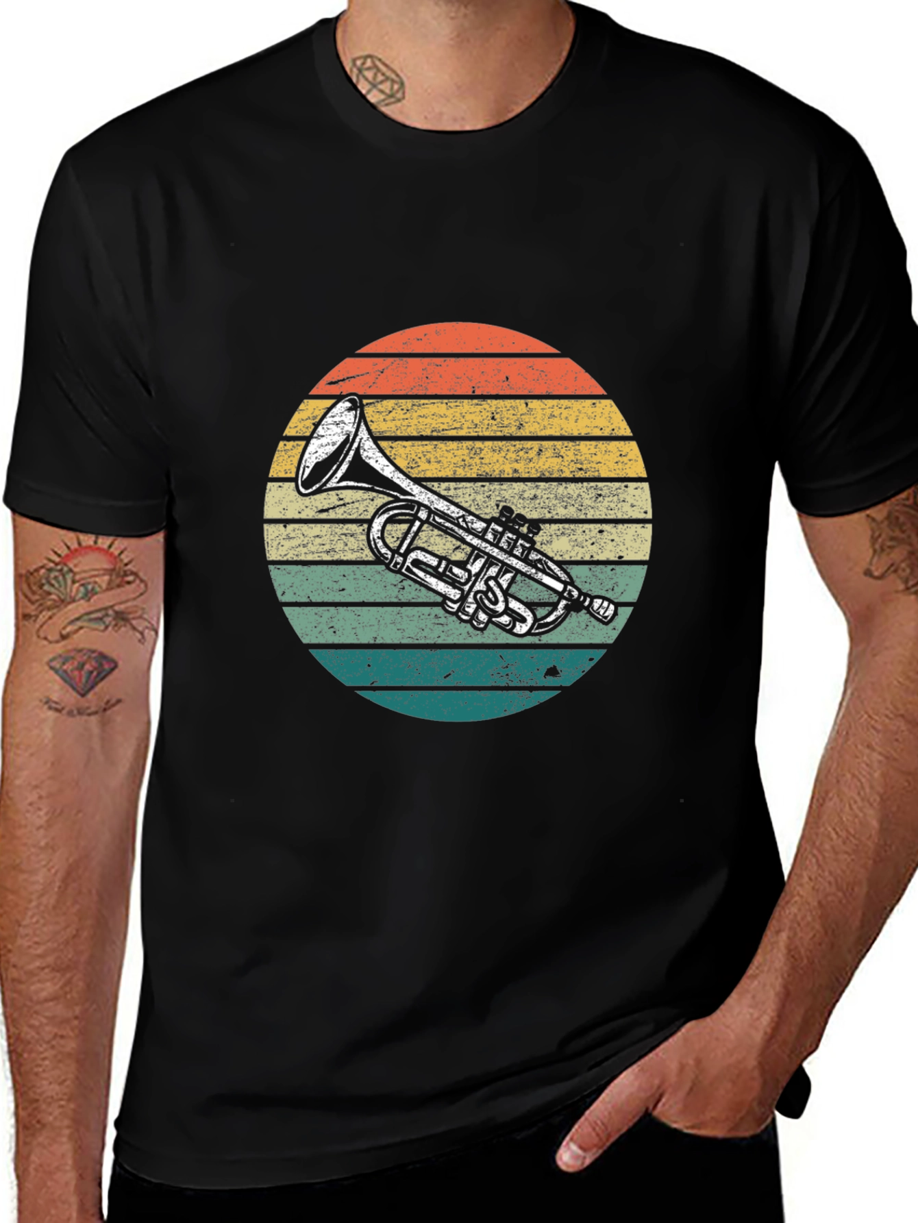 Variant 27 of Retro Trumpet Sunset Graphic Tee