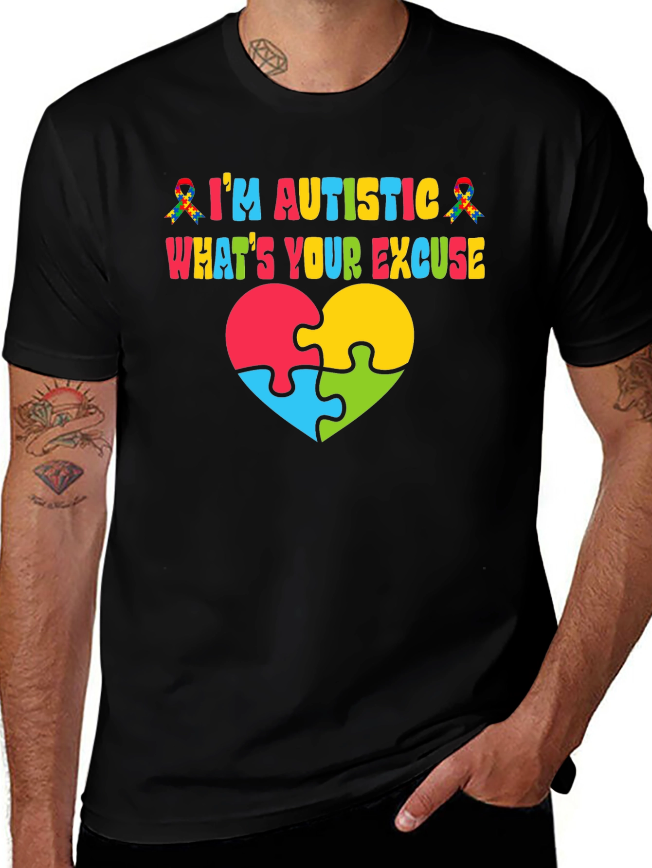 Variant 23 of Autism Awareness T-Shirt - Puzzle Heart Design