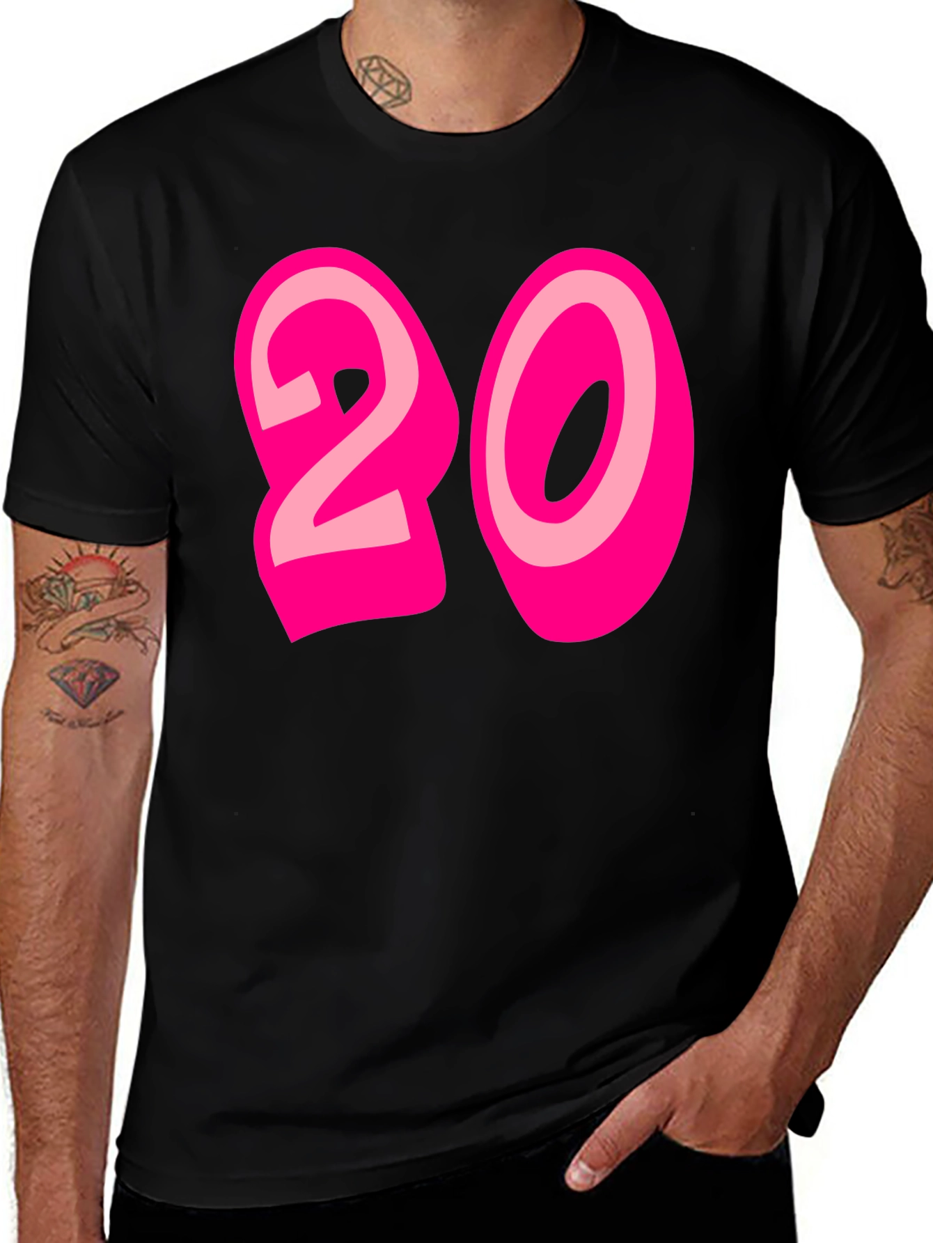 Variant 27 of Bold "20" Graphic Black T-Shirt