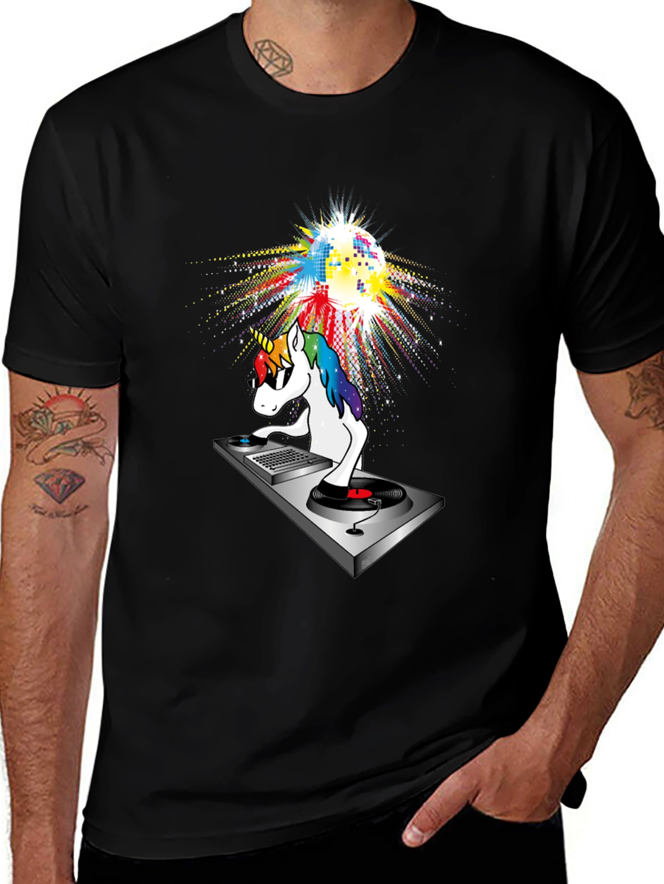 Variant 12 of DJ Unicorn T-Shirt: Colorful Disco Party!