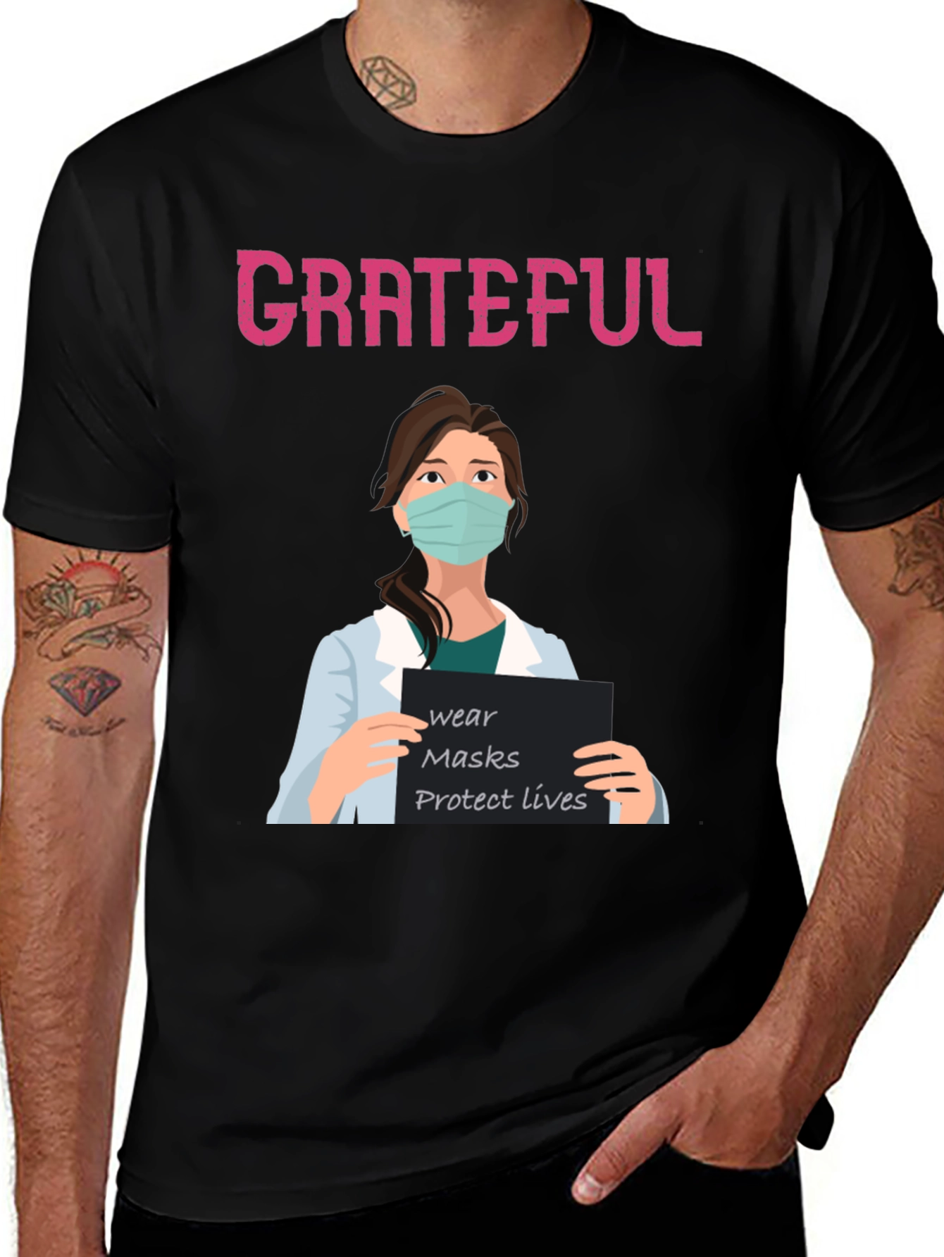 Variant 20 of Grateful Nurse Graphic T-Shirt, Wear Mask, Protect Lives