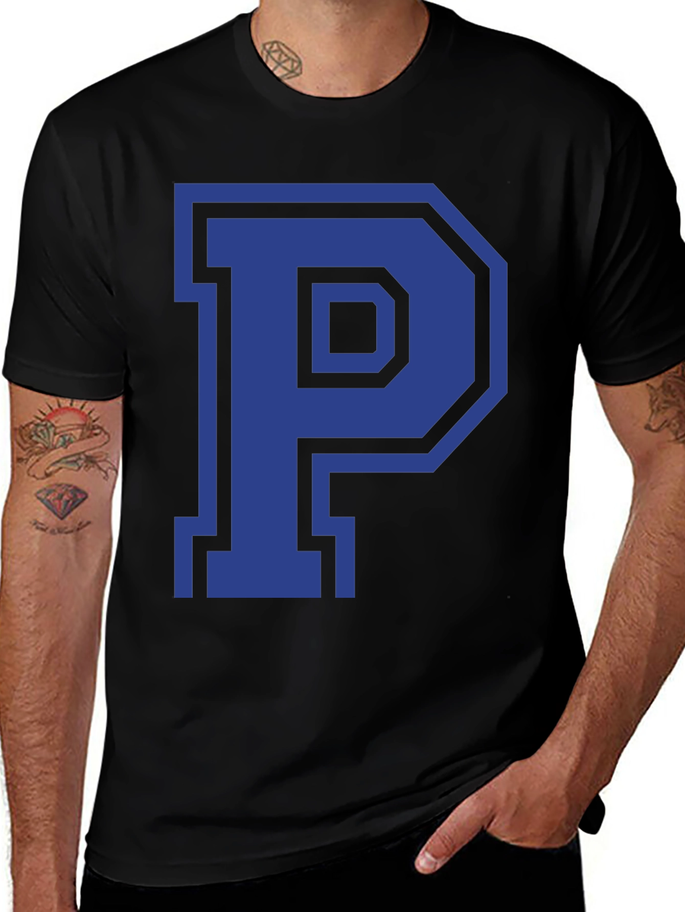 Varsity Letter P T-Shirt - Black