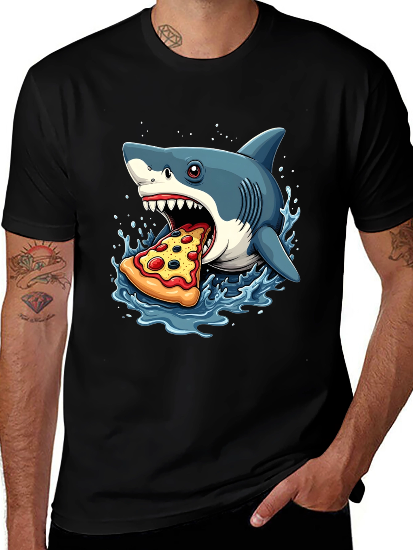 Variant 2 of Shark Pizza T-Shirt - Funny Graphic Tee