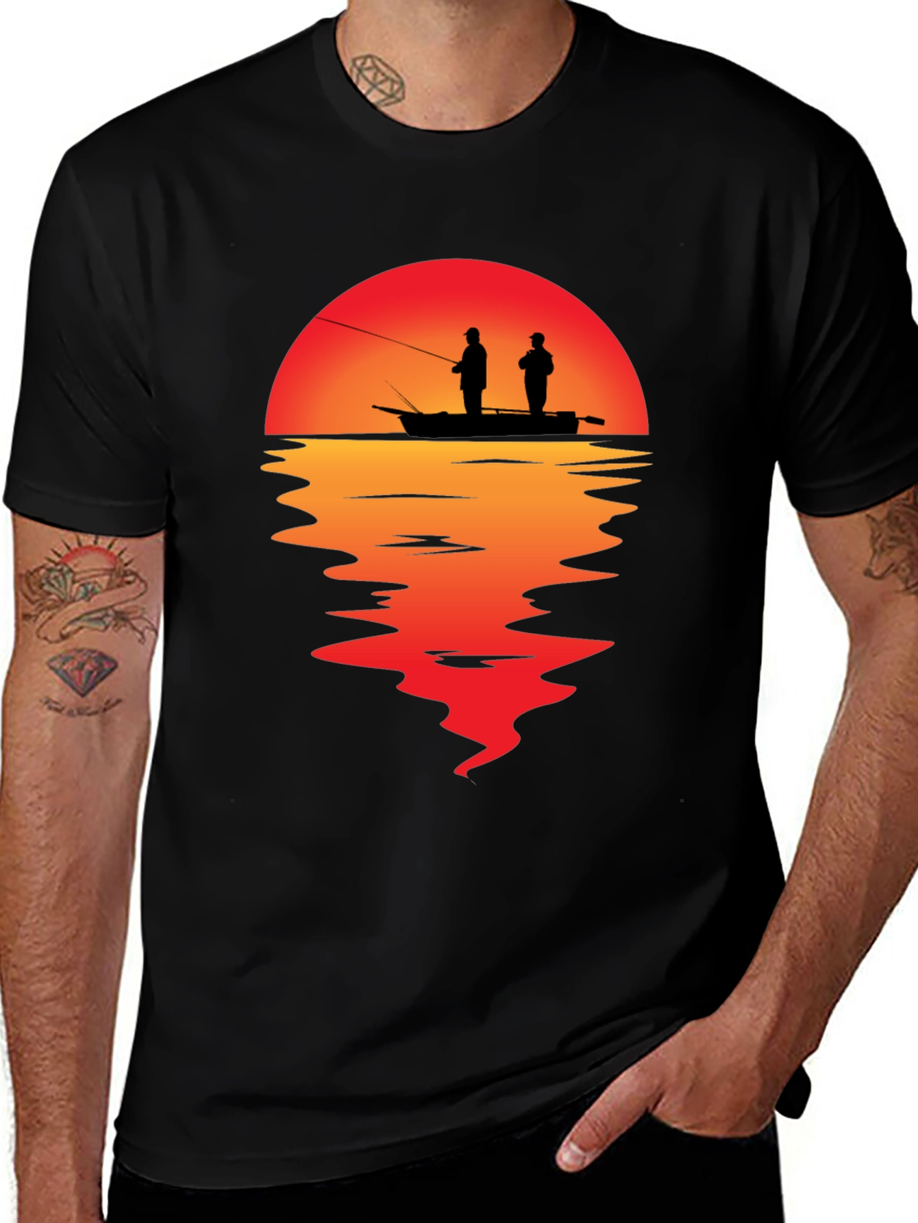 Variant 3 of Sunset Fishing Graphic T-Shirt
