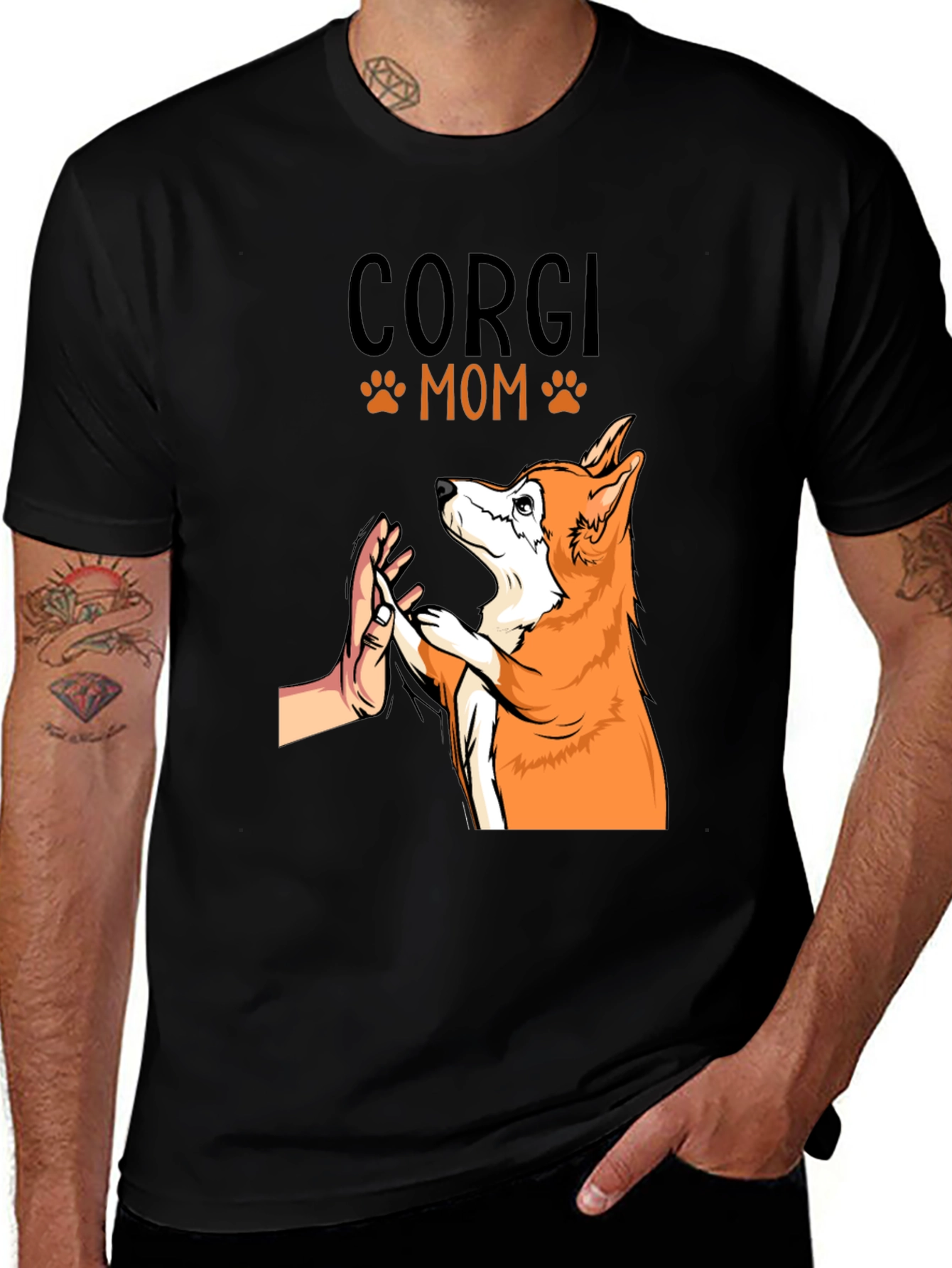 Corgi Mom T-Shirt - High Five Dog Design