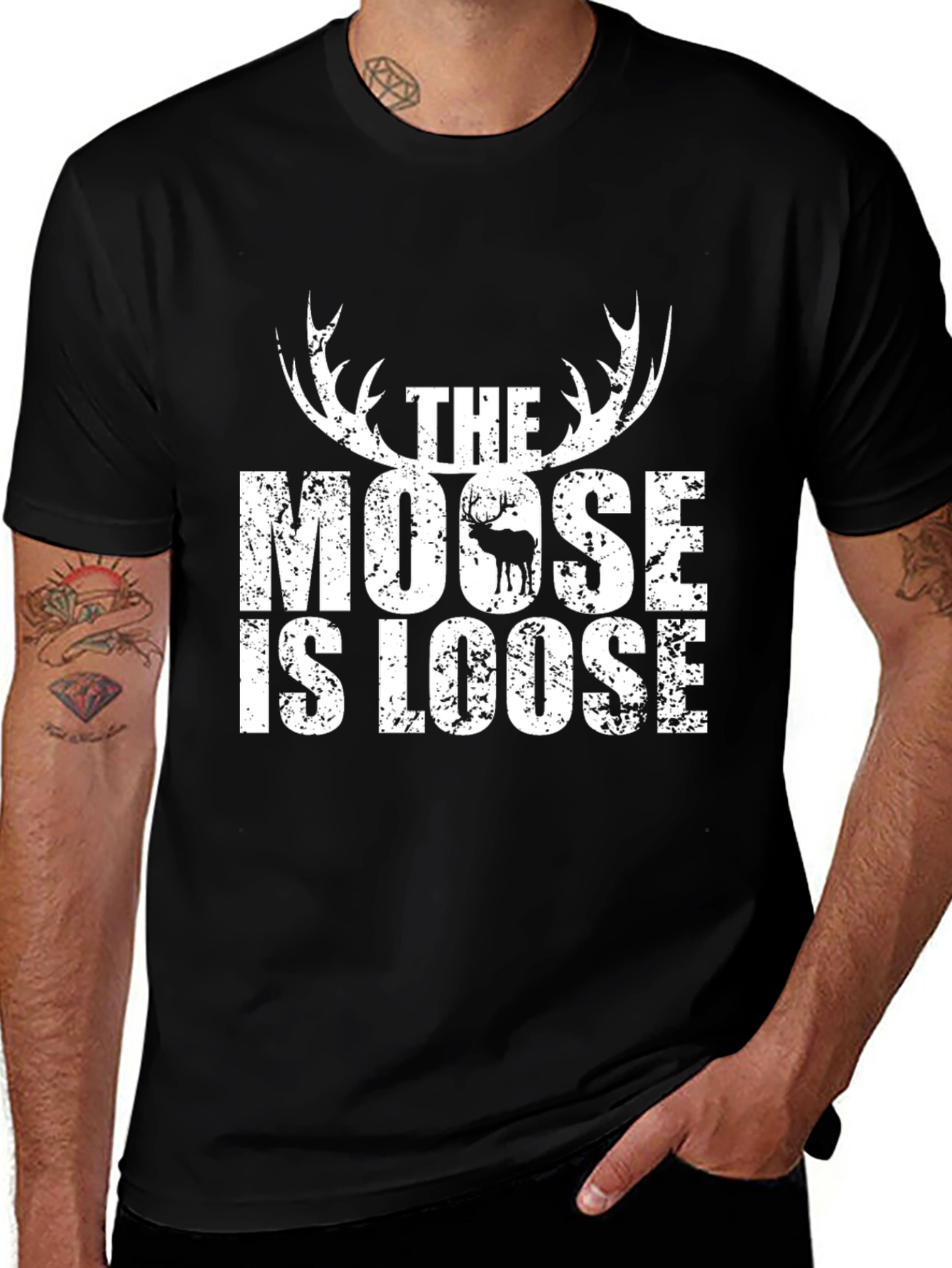 Variant 16 of The Moose is Loose Men's Black Graphic Tee