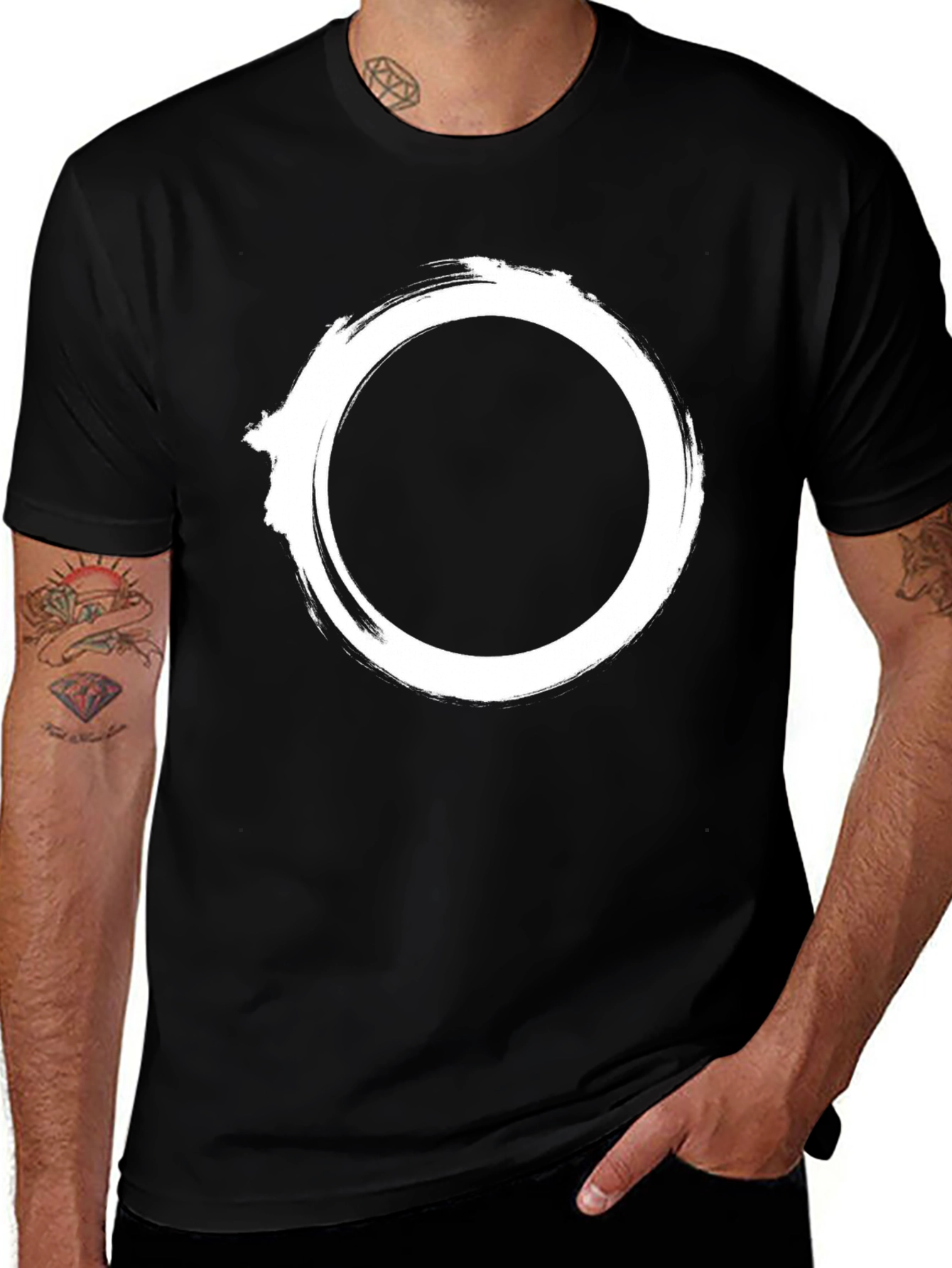 Minimalist Zen Circle Black T-Shirt