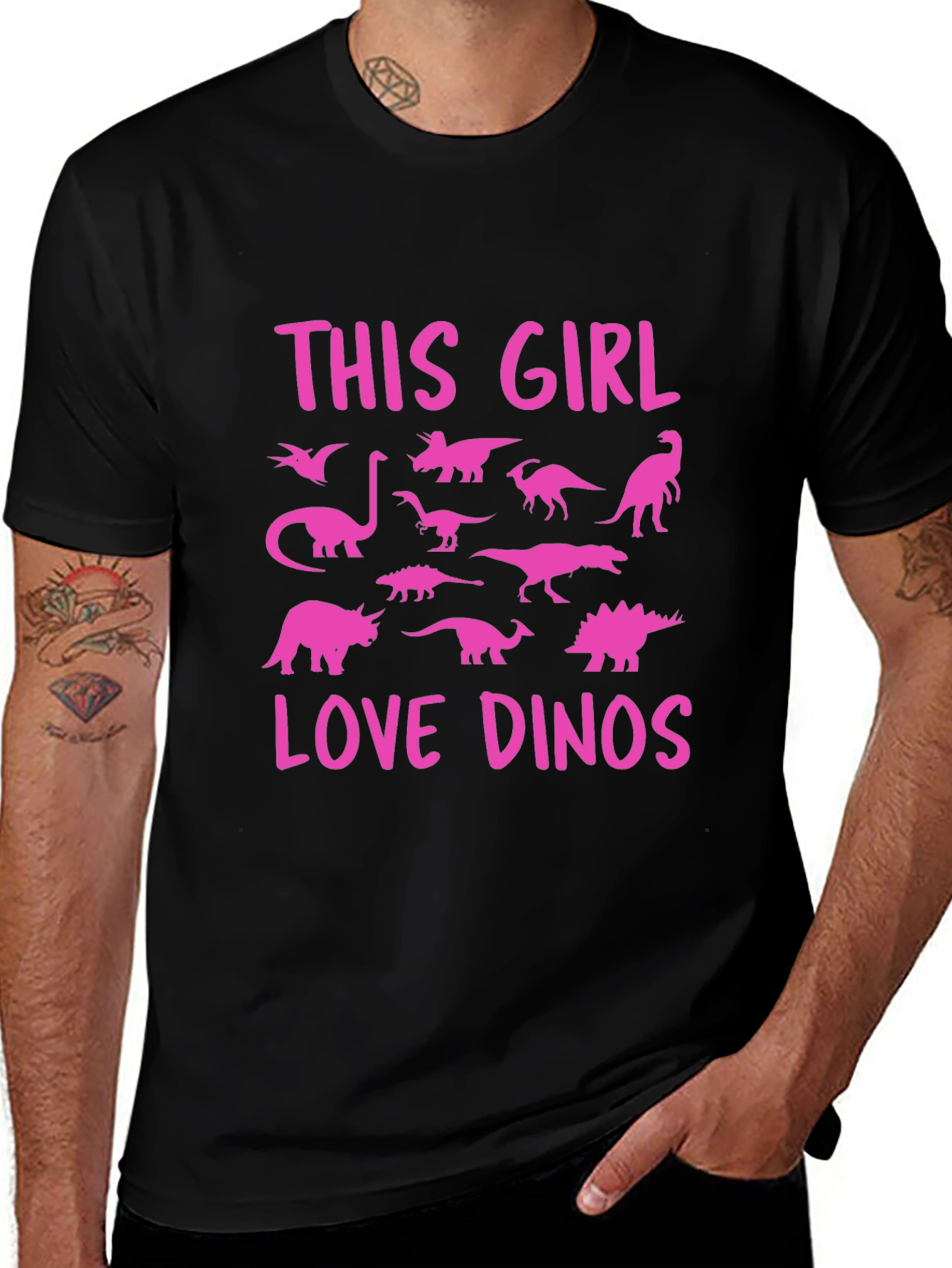 Variant 7 of This Girl Love Dinos T-Shirt Black