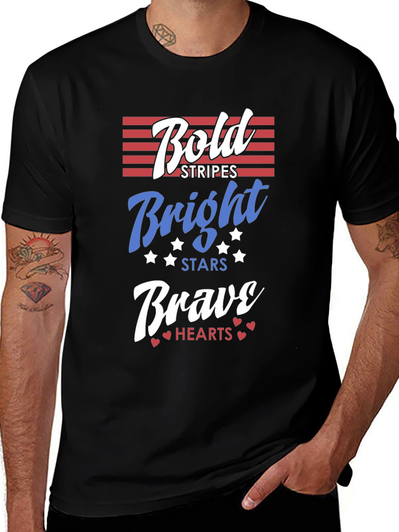 Variant 3 of Bold Stripes, Bright Stars, Brave Hearts T-Shirt