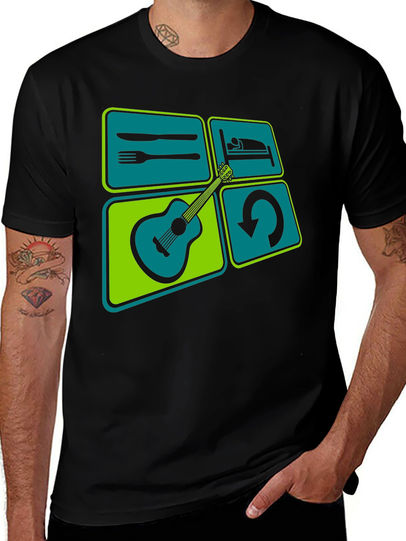 Eat Sleep Guitar Repeat Graphic Tee