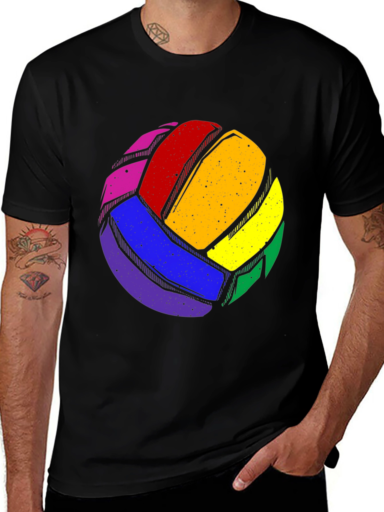 Variant 29 of Rainbow Volleyball Graphic Tee - Pride Sportswear